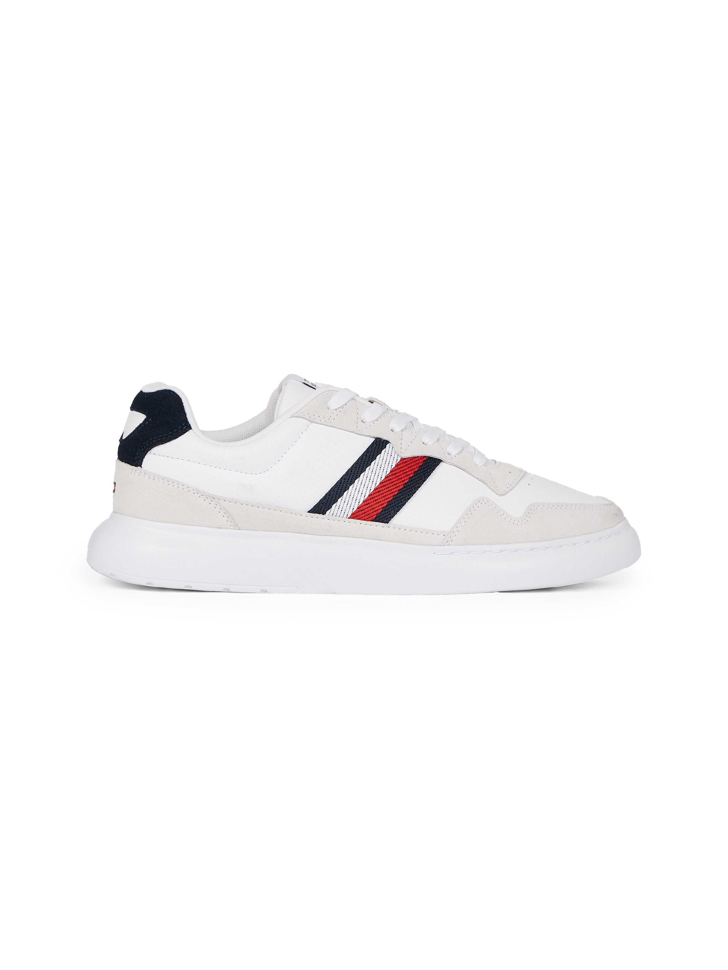 Tommy Hilfiger Sneakers met sleehak LIGHT CUPSOLE LTH MIX STRIPES , vrijetijdsschoen, lage schoen, veterschoen met zijstrepen