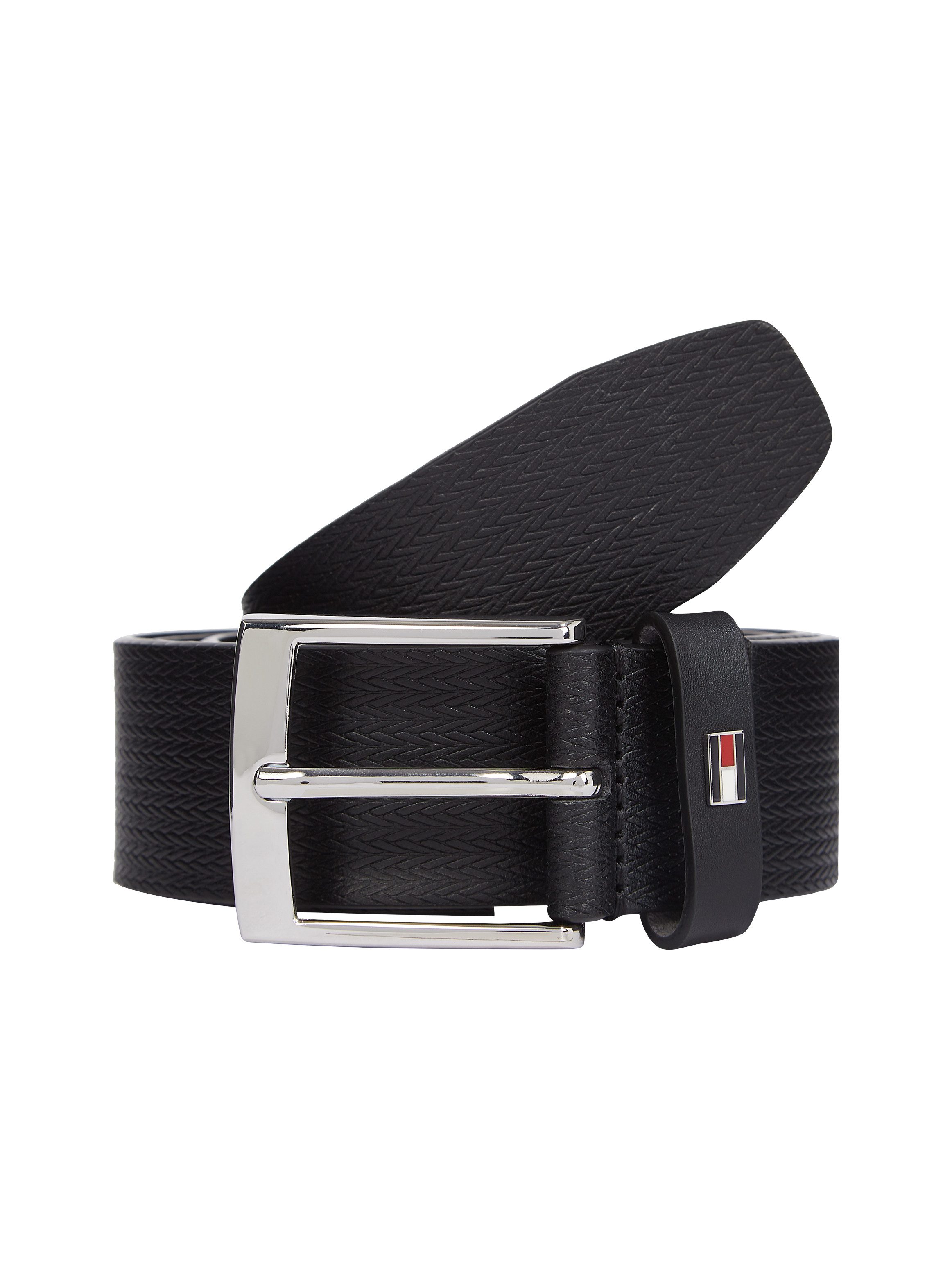 Tommy Hilfiger Leren riem ADAN HERRINGBONE 3.5 Eenvoudige doornsluiting, metalen patch