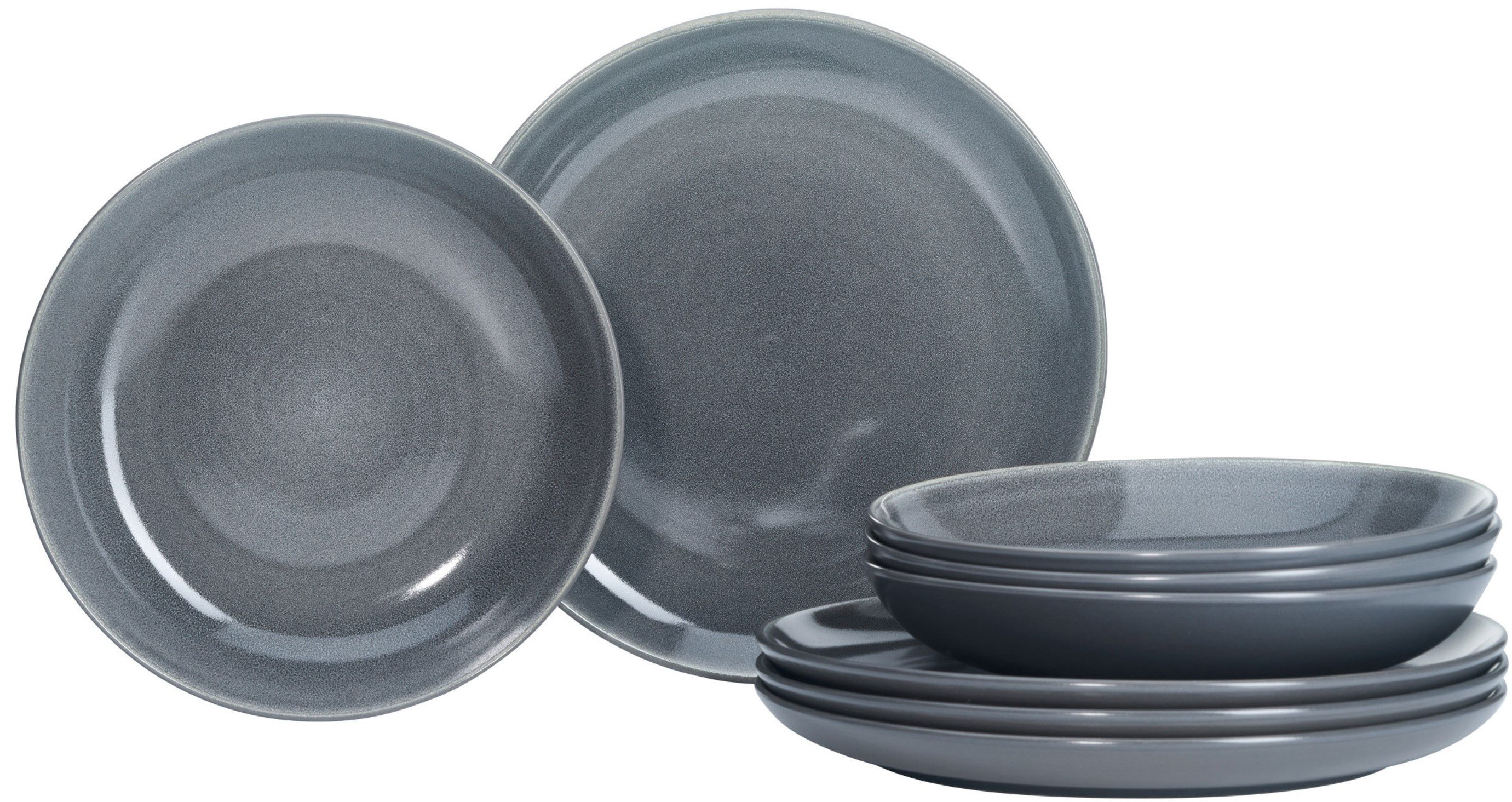 Ritzenhoff & Breker Eetservies Toledo Reactief glazuur, elk exemplaar is uniek (set, 8-delig) serviezen grijs