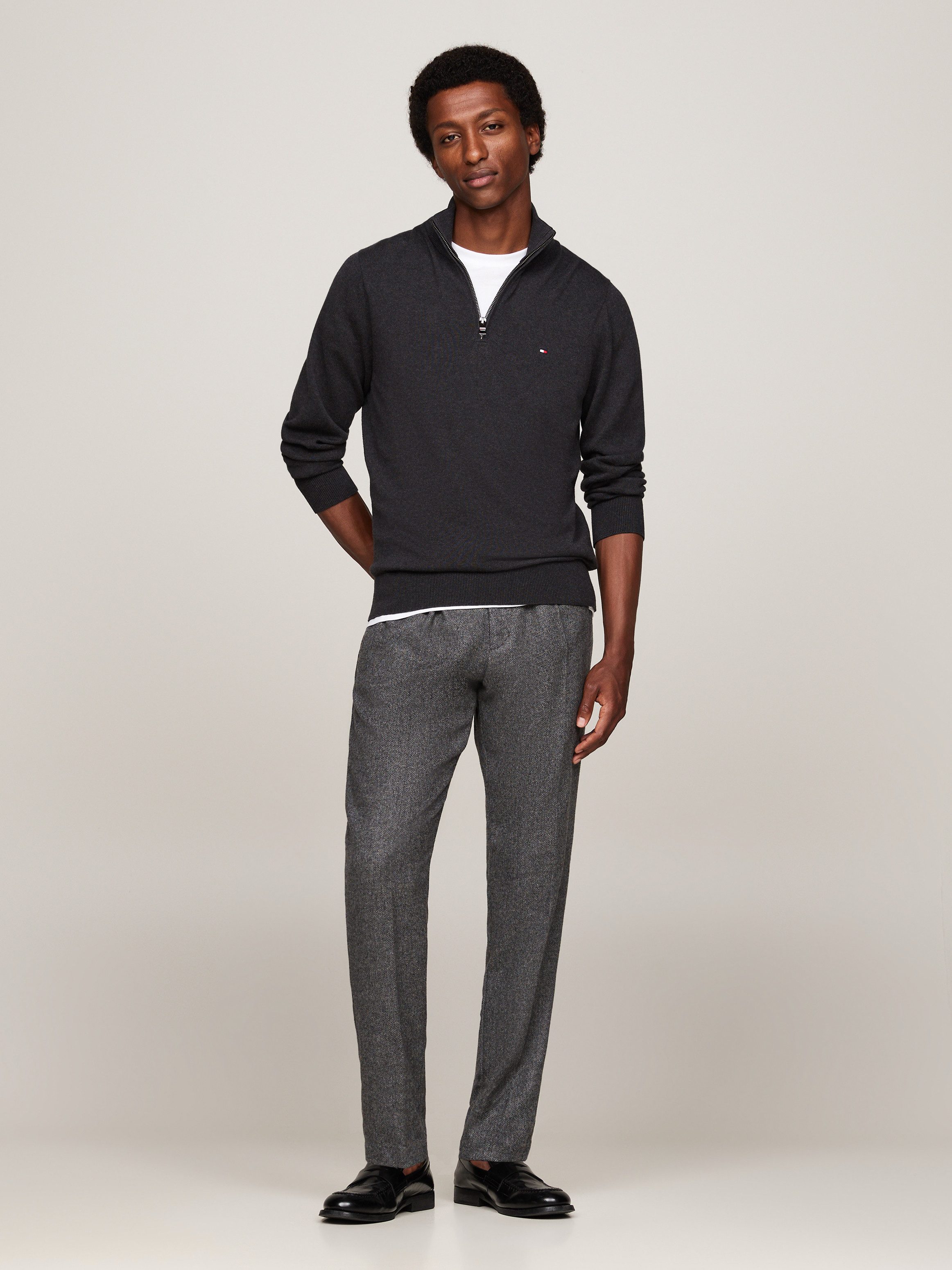 Tommy Hilfiger Schipperstrui PIMA ORG CTN CASHMERE ZIP MOCK
