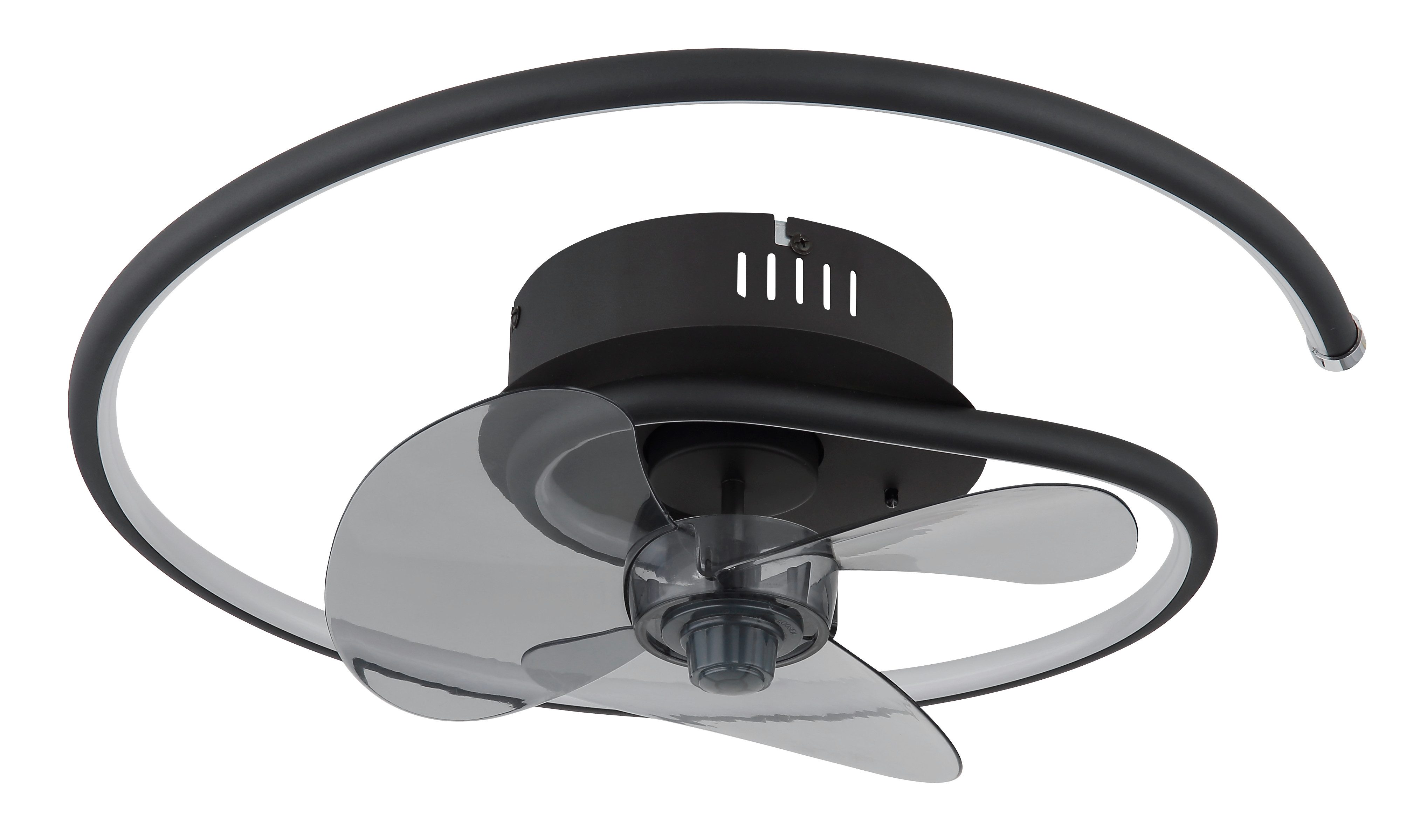Globo Lightning Plafondlamp KOREN plafondventilator Plafondventilator metaal zwart mat, LED (1 stuk)
