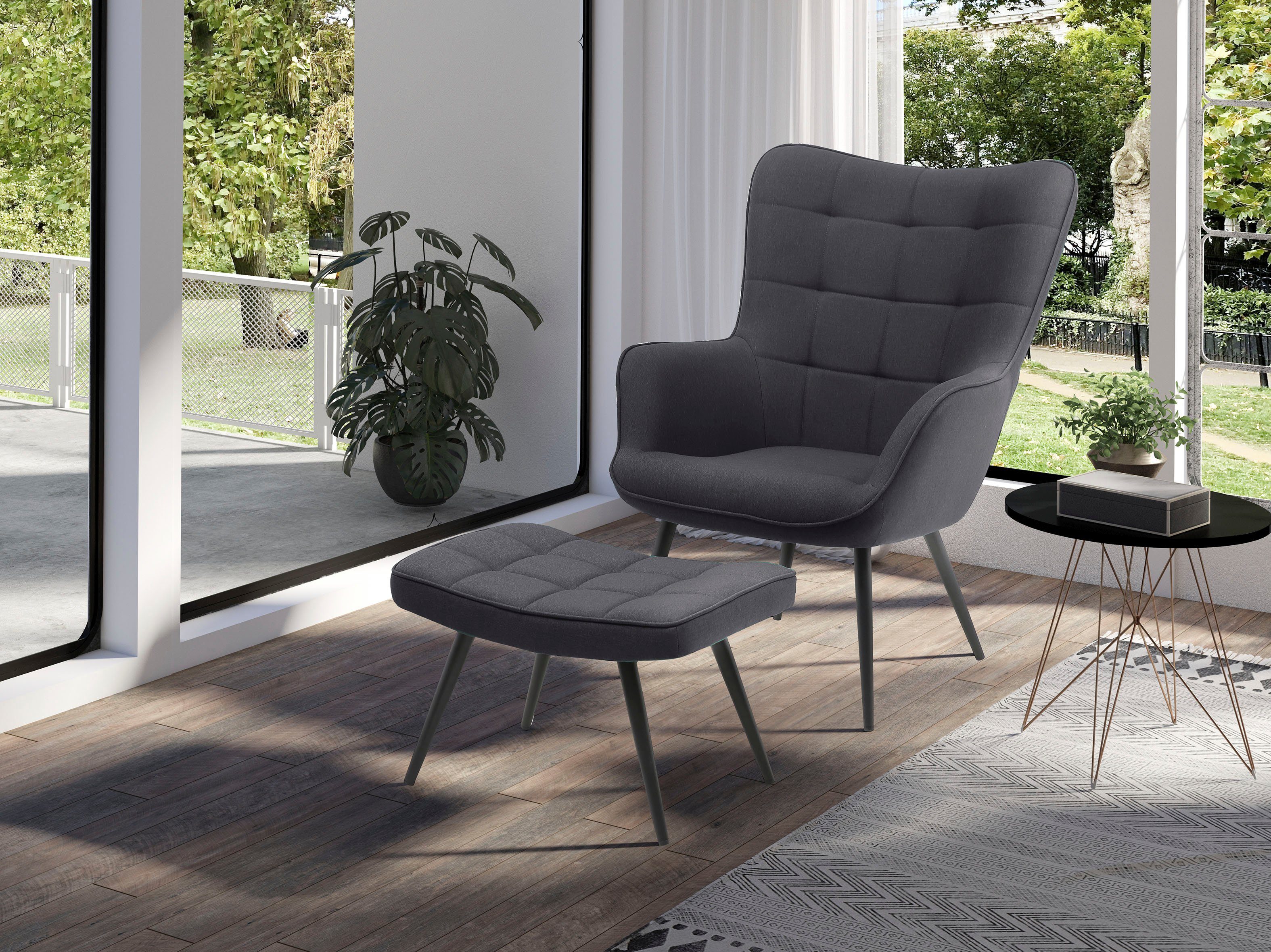 byLIVING Fauteuil Uta naar keuze met of zonder hocker, in cord, fluweel of weefstof (1 stuk)
