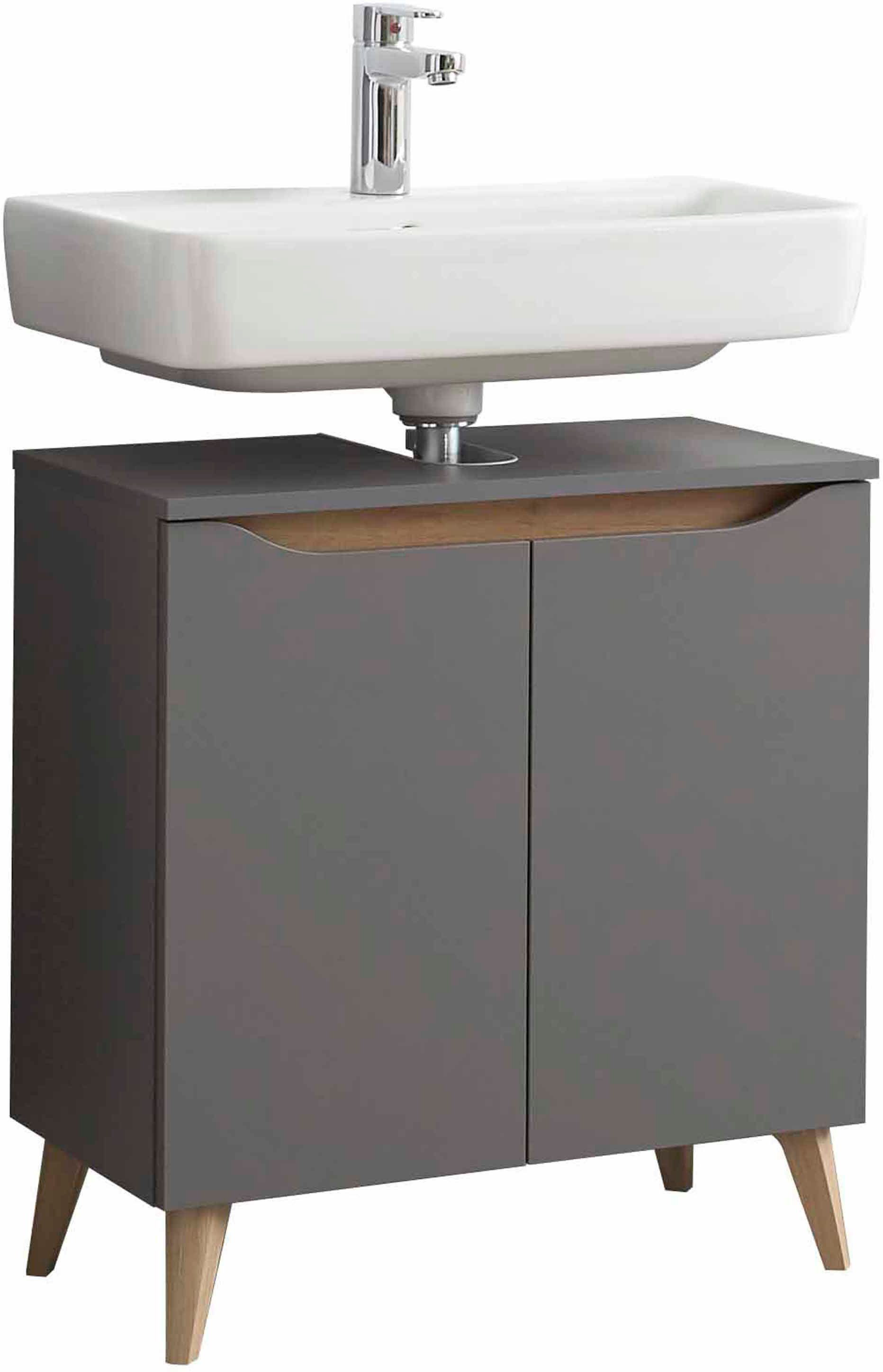 Saphir Badkamerserie Quickset 3-delig, wastafelonderkast met led-spiegel met halfhoge kast, inclusief deurdemper, 4 deuren, 1 nis, badkameraccessoireset (3-delig)