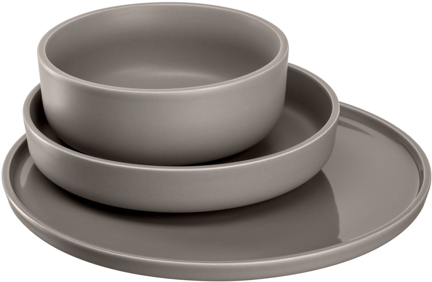 LEONARDO Servies ROMA, Servies, 12-delig (set) borden grijs