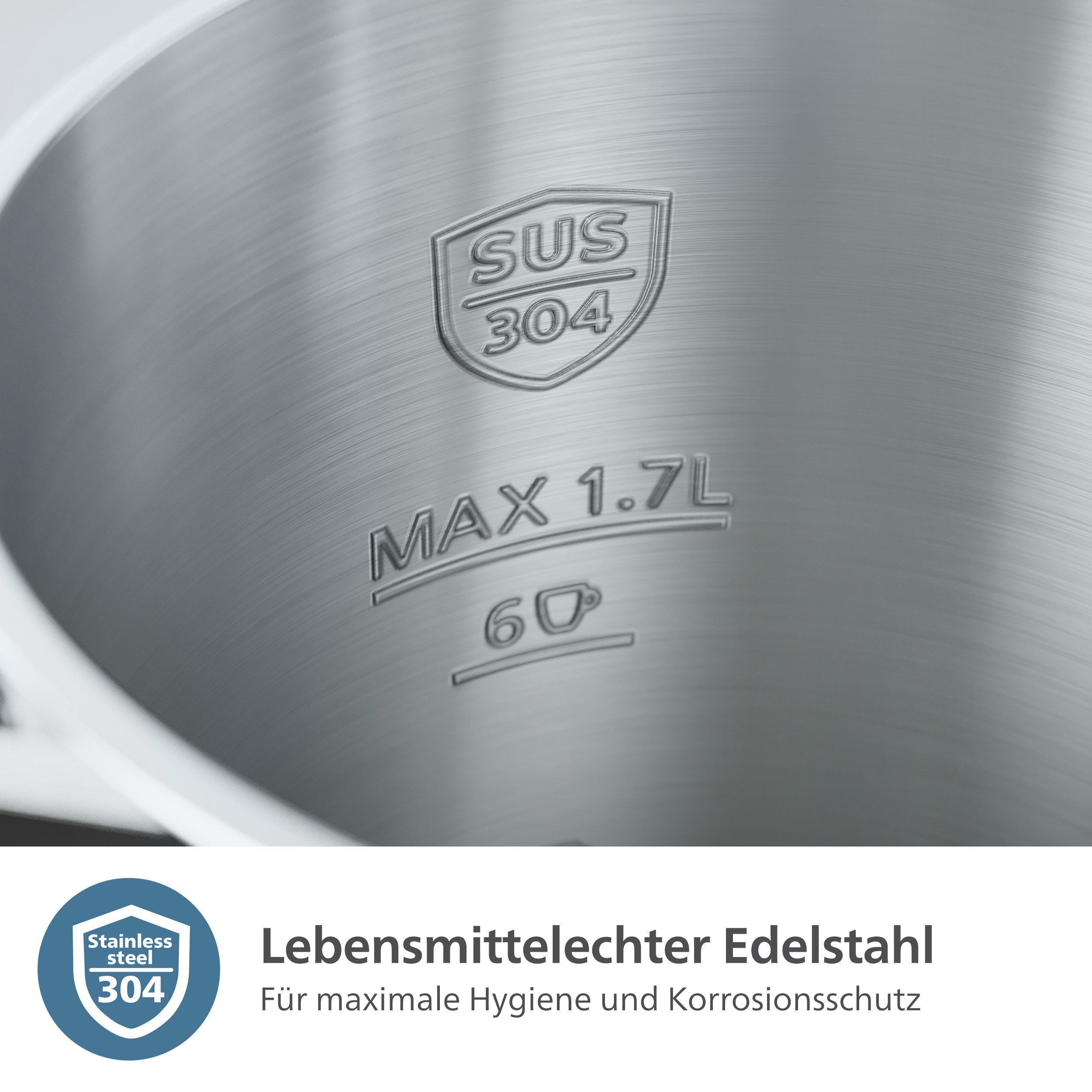 Philips Waterkoker HD9396/90 7000 Series, dubbelwandig, met 6 temperatuurinstellingen, 1,7 l