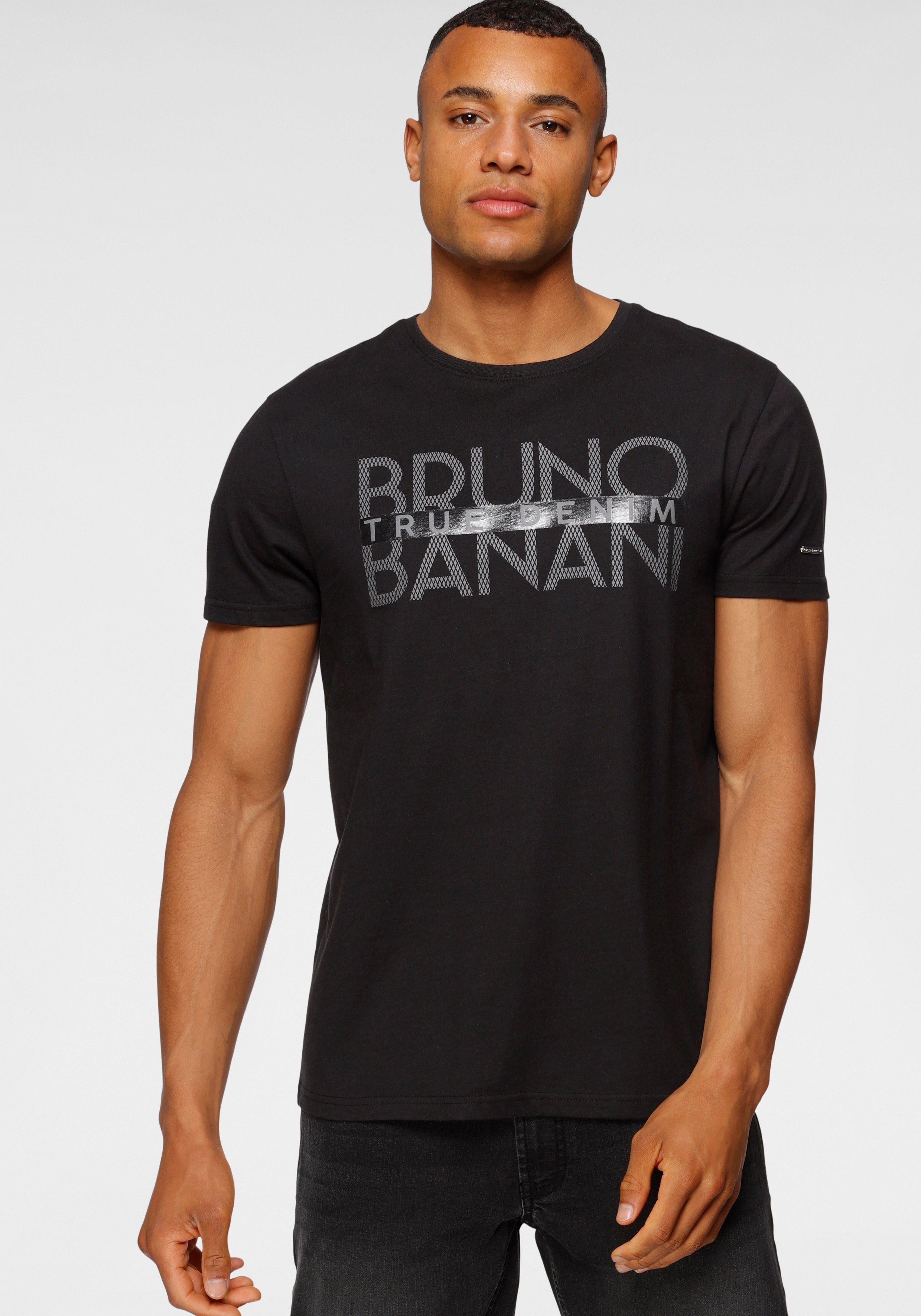 Bruno Banani T-shirt korte mouwen, smal gesneden, bedrukt, van katoen