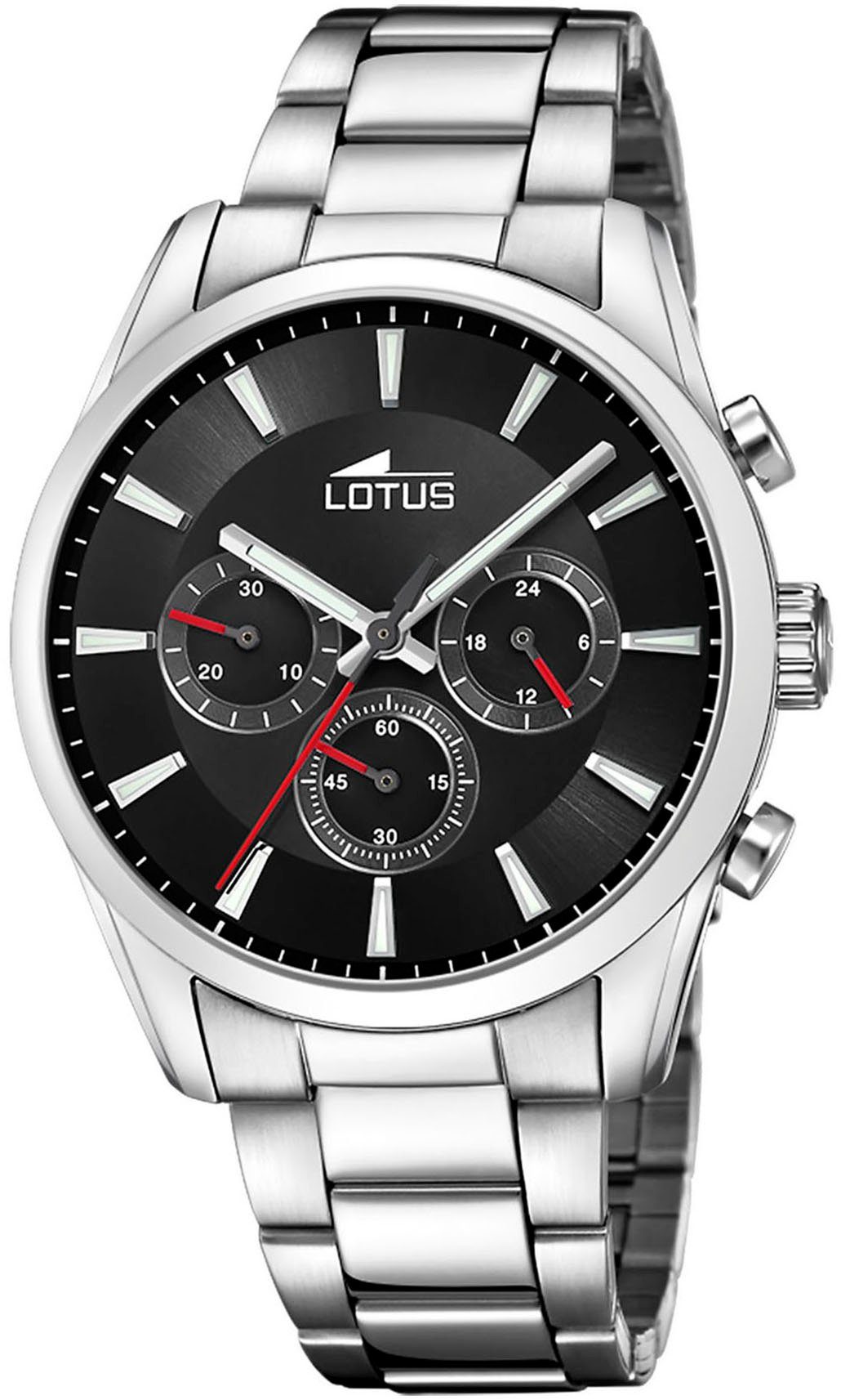 Lotus Chronograaf Horloge, quartzhorloge, herenhorloge, stopwatchfunctie, stalen armband heren horloges zilver(kleur)