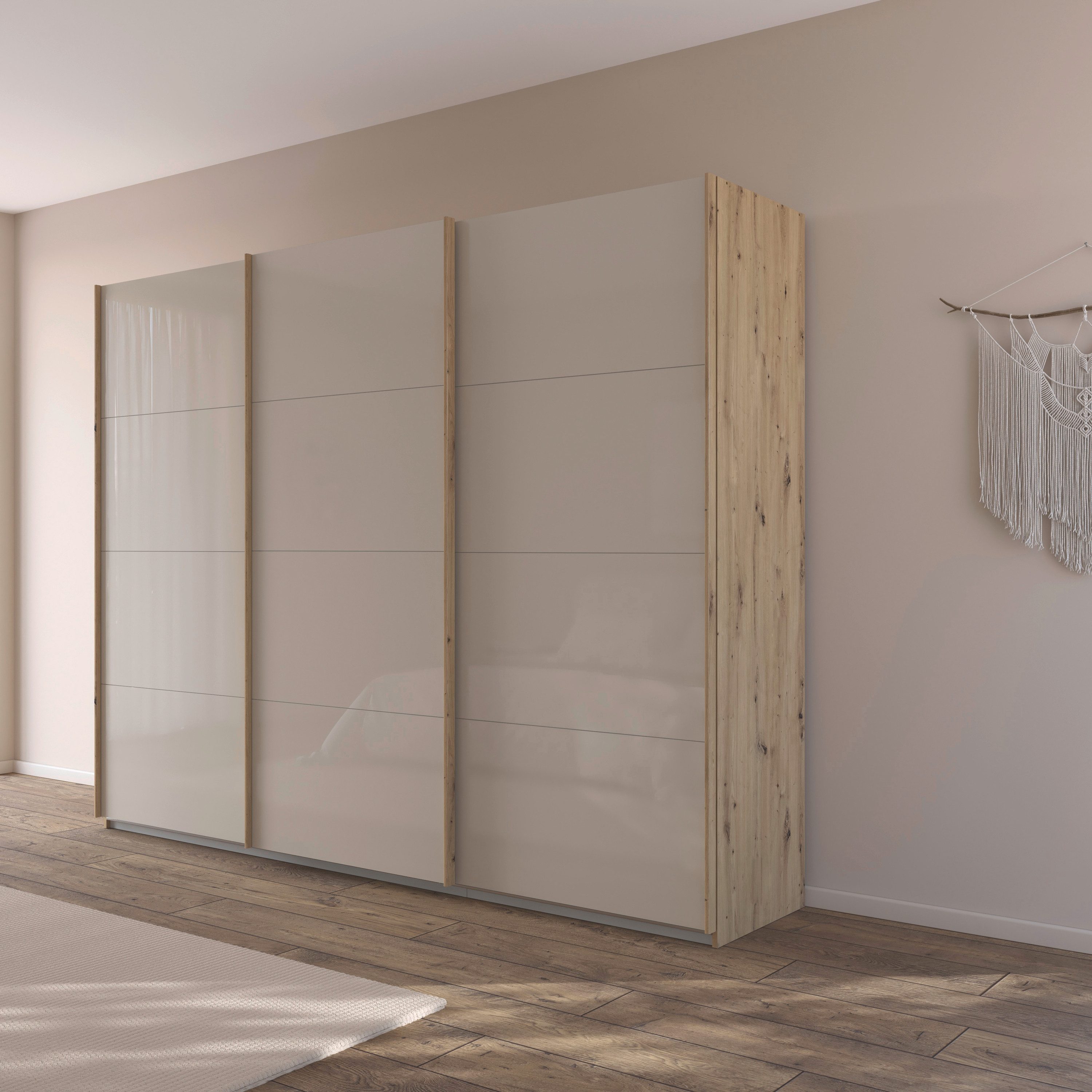 rauch Schuifdeurkast Kledingkast Kast Garderobe AGORDO met Glasfront doordachte binnenuitrusting, in 4 breedtes en 2 hoogtes made in germany