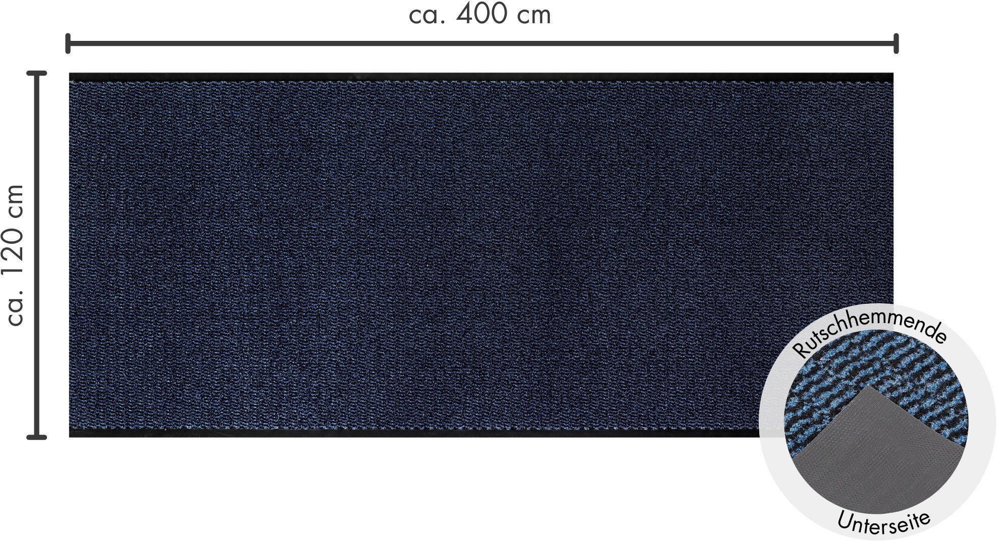 Andiamo Mat Easy, Made in Netherlands Inloopmat, antislip, binnen- en overdekte buitenruimte deurmatten maat 120x400 cm blauw