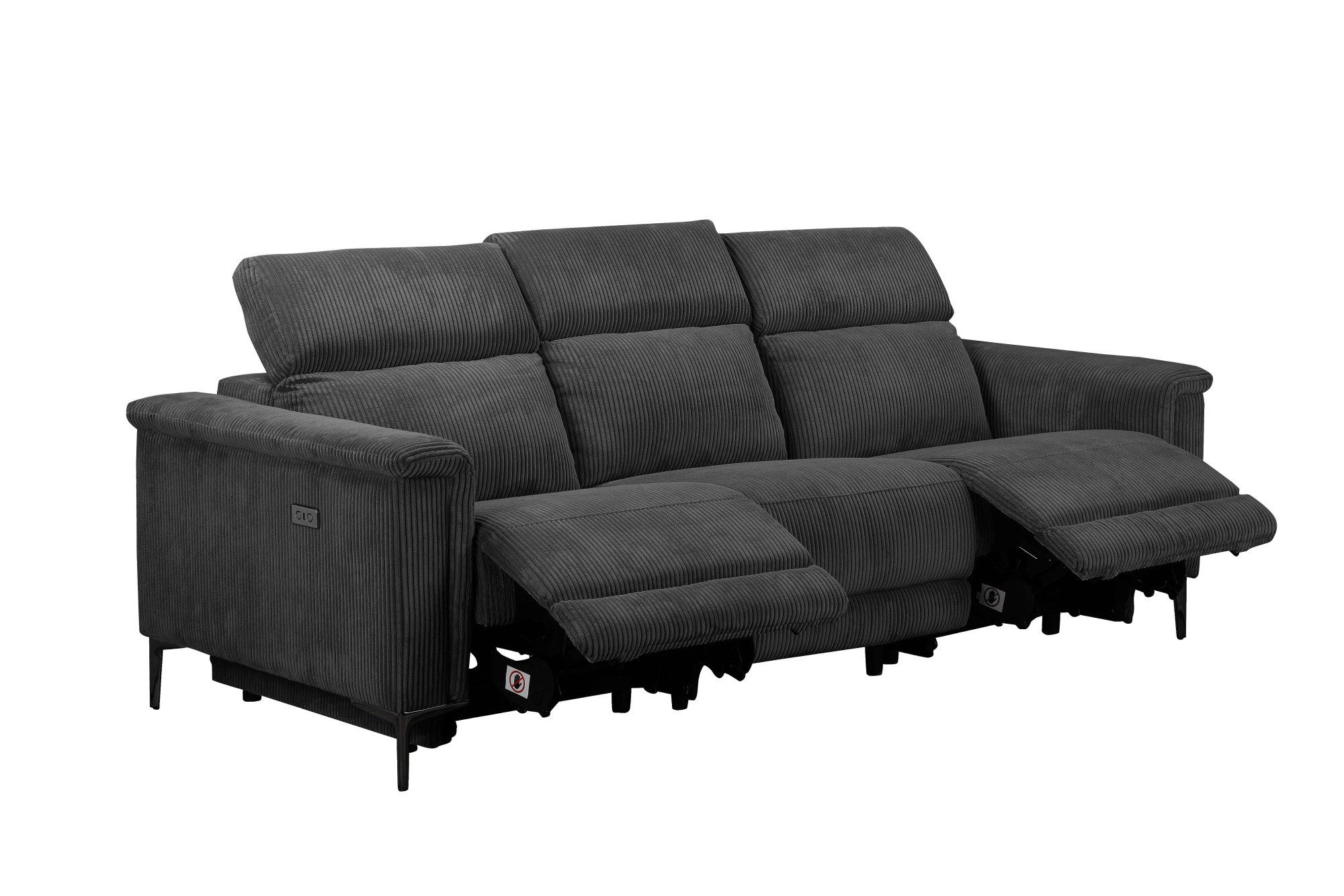 Places of Style 3-zitsbank Lund Cord, met handmatige of elektrische relaxfunctie in 2 zitplaatsen