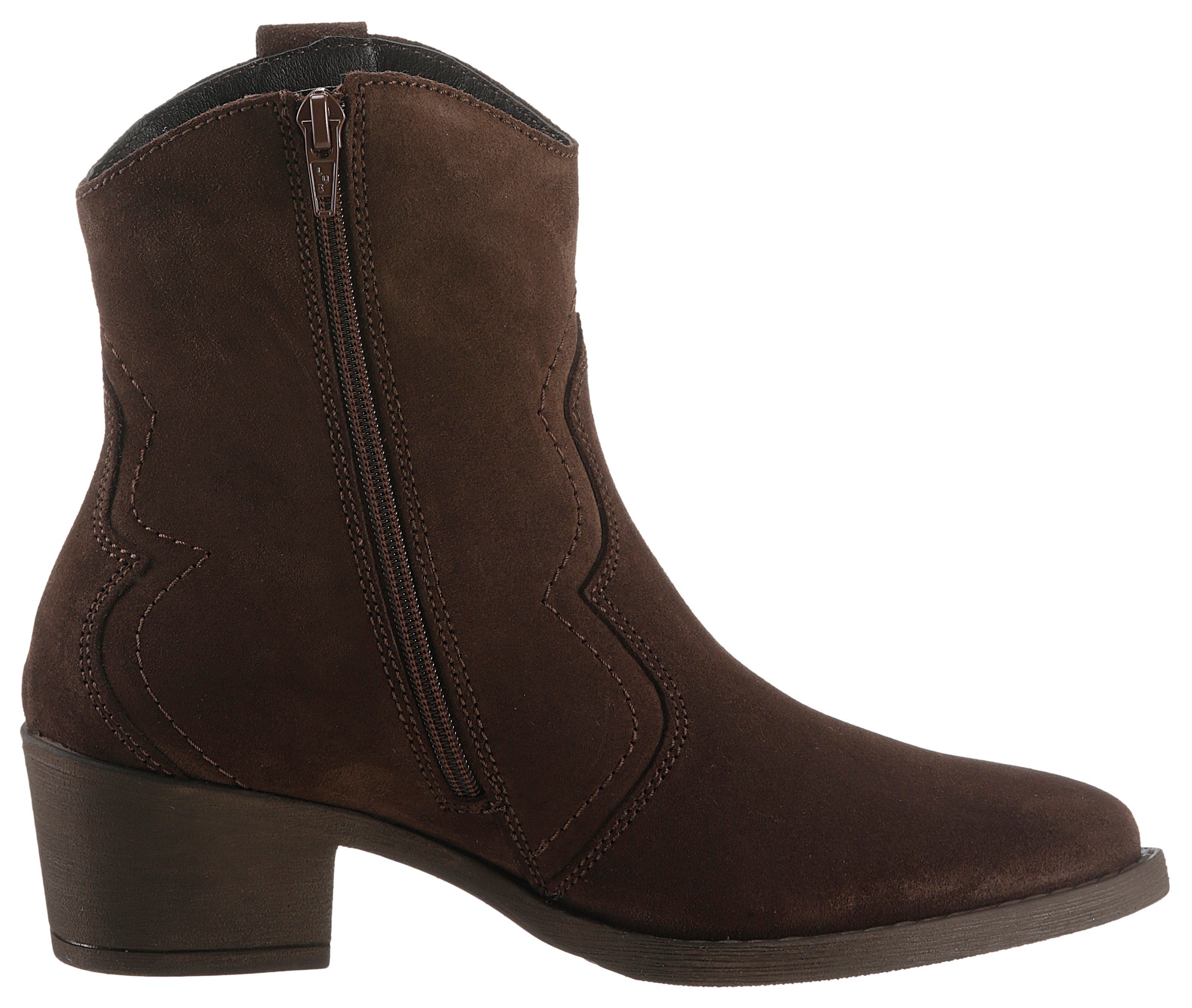 Tamaris Cowboy laars blokhak, festival, westernlaarzen met modieuze contraststiksels