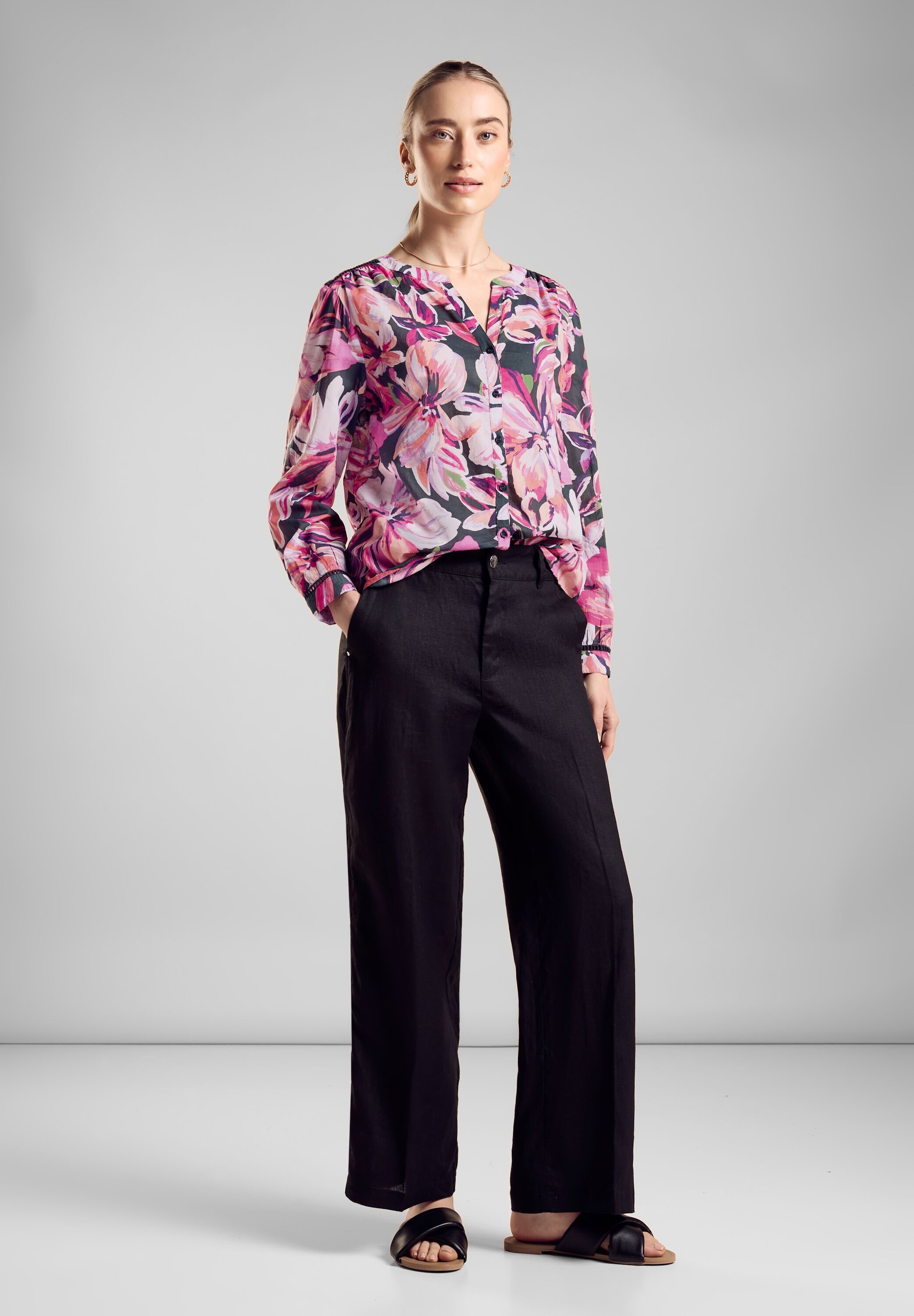STREET ONE Blouse met lange mouwen met gehaakte details
