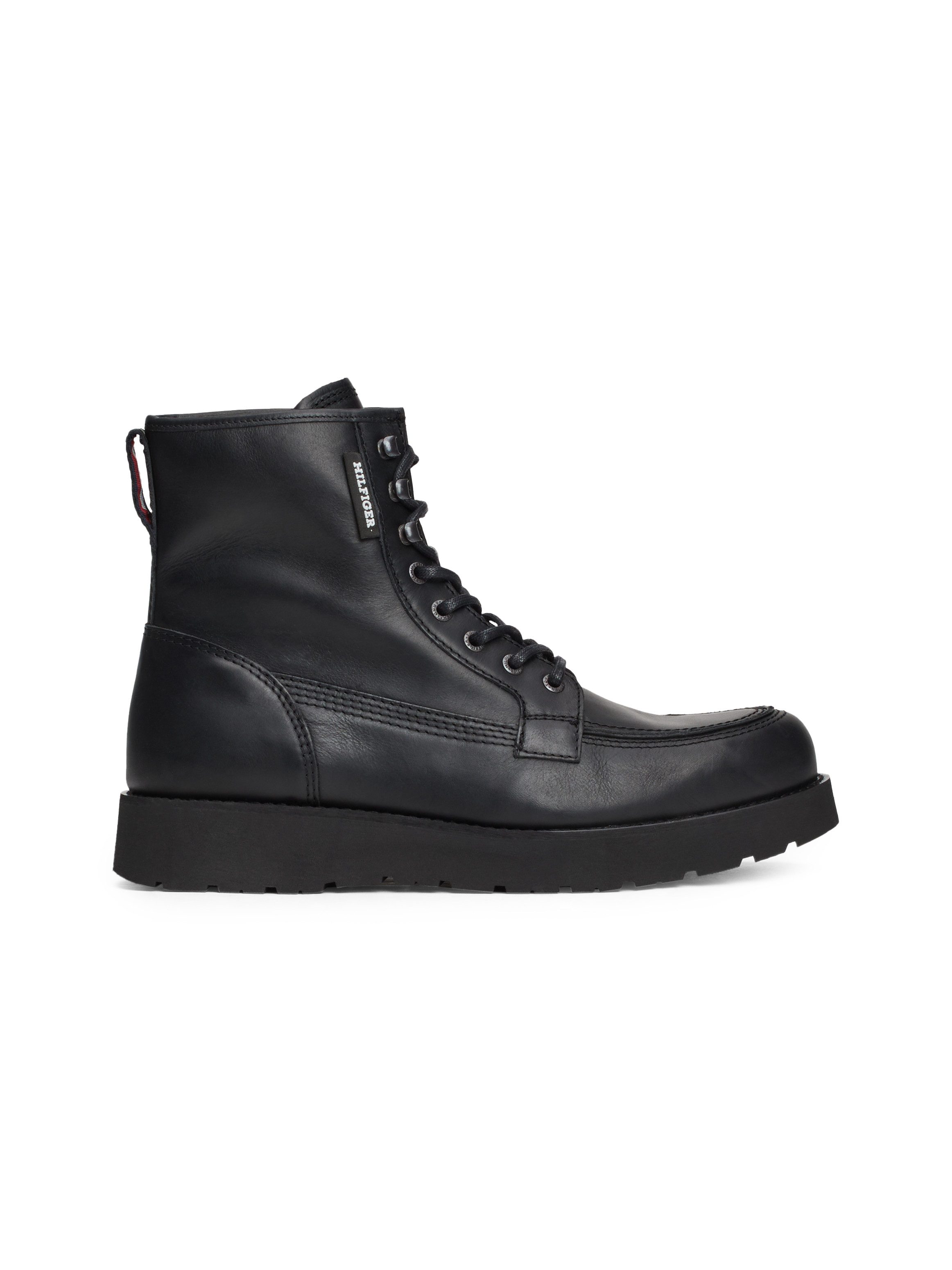 Tommy Hilfiger Veterschoenen TH AMERICAN PREM CHECK LTH BOOT , plateau, herfstmode, veterschoenen met label