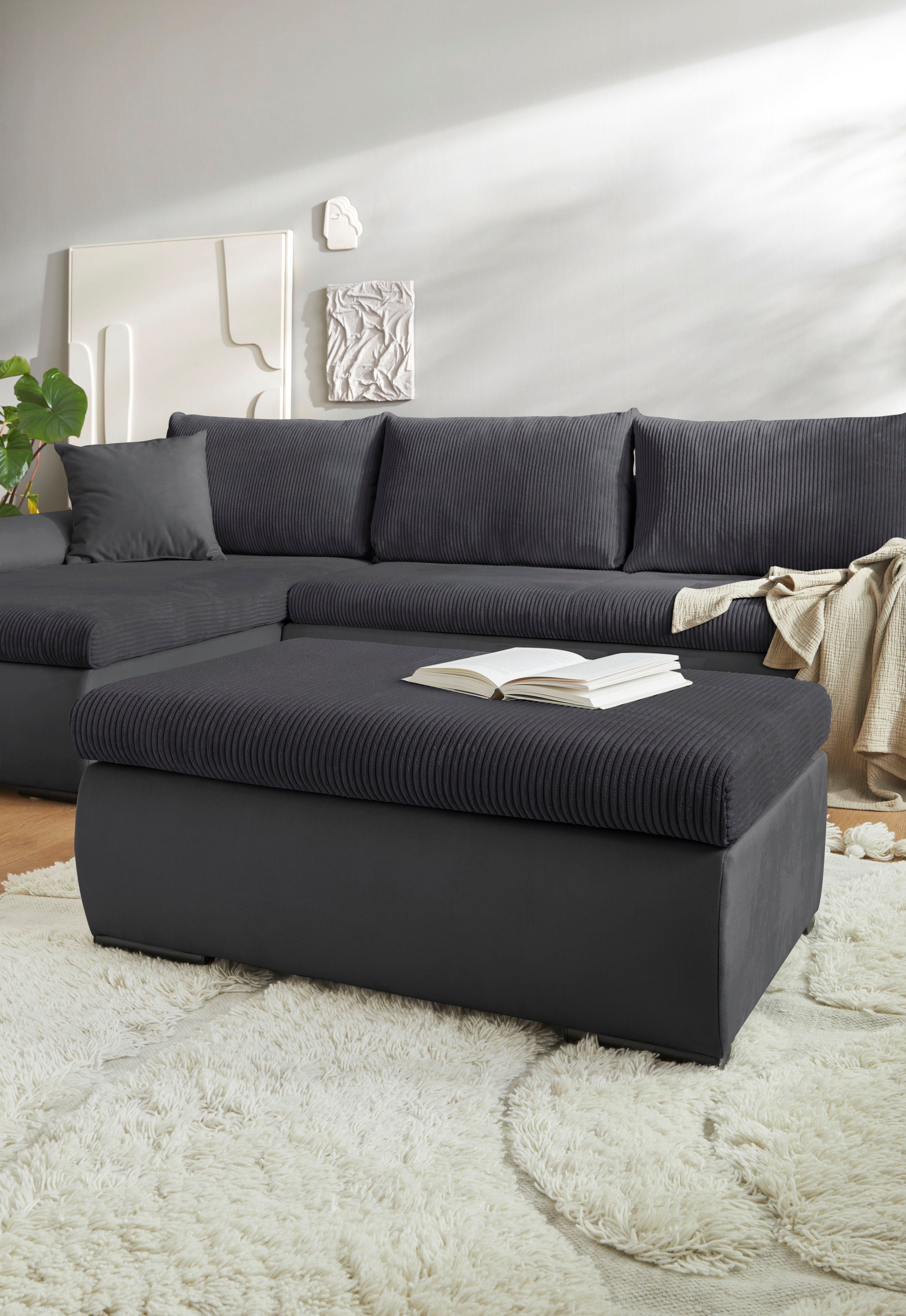 Home affaire Hocker Win met zwarte metalen poten, vrij plaatsbaar