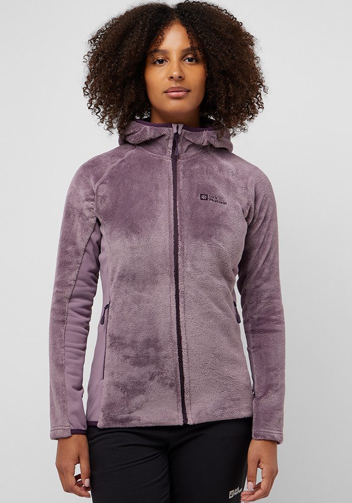 Jack Wolfskin Fleecejack ROTWAND HOODED FZ W dames fleece vesten maat XL (46) paars