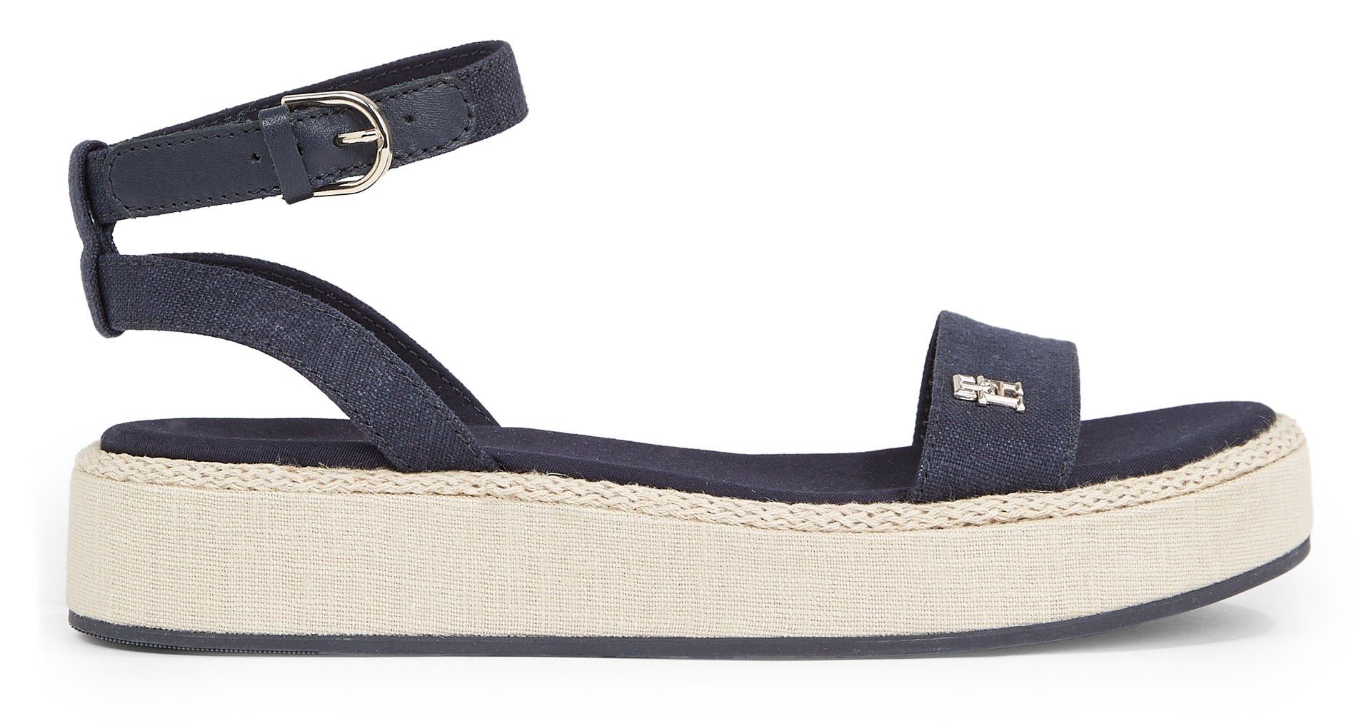 Tommy Hilfiger Sandalen LINEN FLATFORM , zomerschoen, sandaal, plateauhak, met verstelbare gesp
