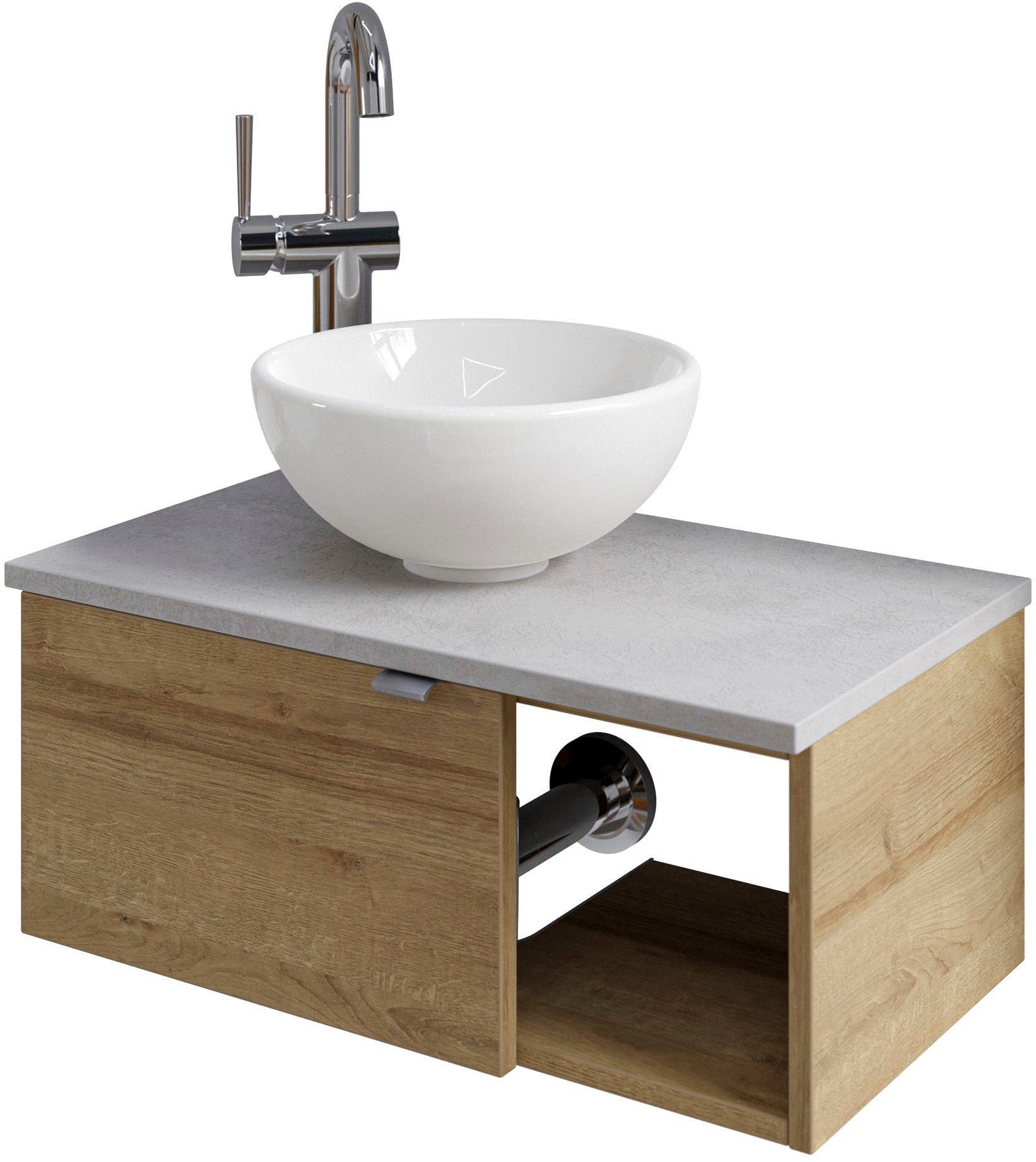 Saphir Wastafelonderkast Serie 6915 wastafel met onderkast voor gastenbadkamer, tweede toilet (3-delig)