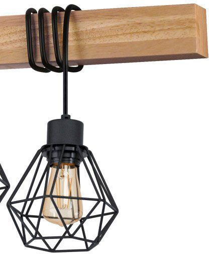 EGLO Hanglamp TOWNSHEND 5 zwart / l150 x h110 x b20 cm / van hout en metaal / retro / vintage