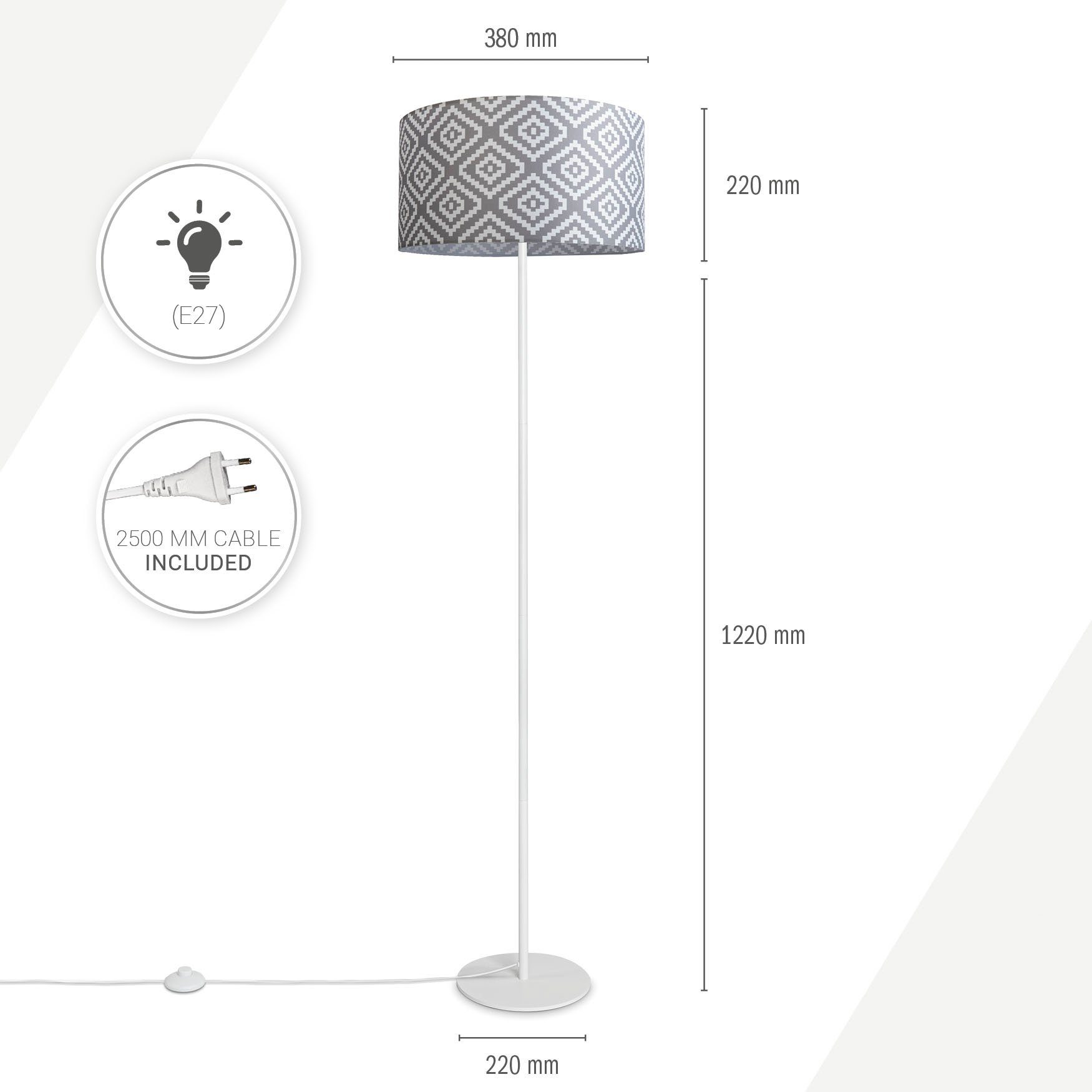 Paco Home Staande lamp Luca Stella Vloerlamp stoffen lampenkap retro vintage E27 textielkap