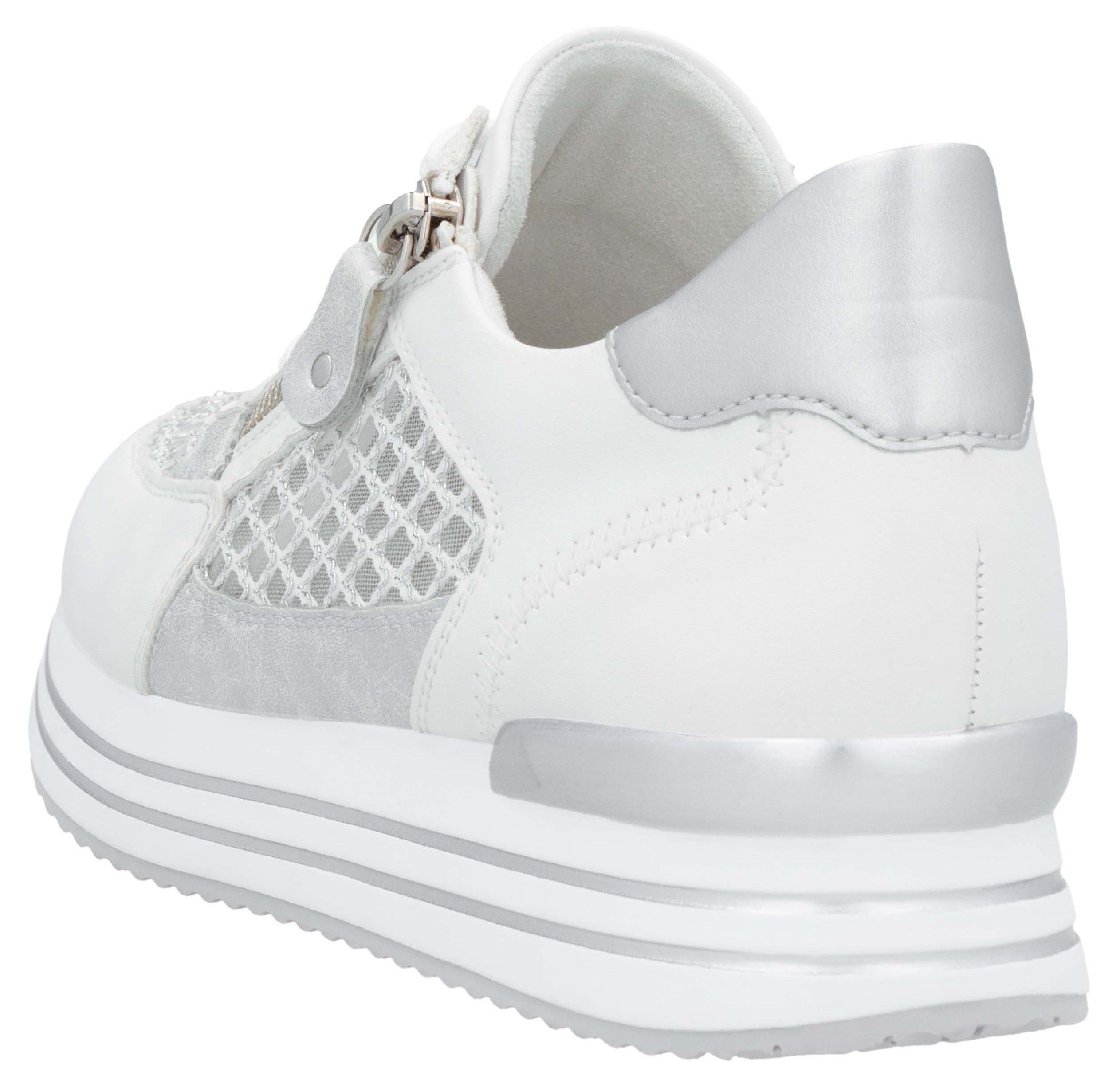 Remonte Plateausneakers , vrijetijdsschoen, lage schoen, veterschoen, vegan, contrastafwerking