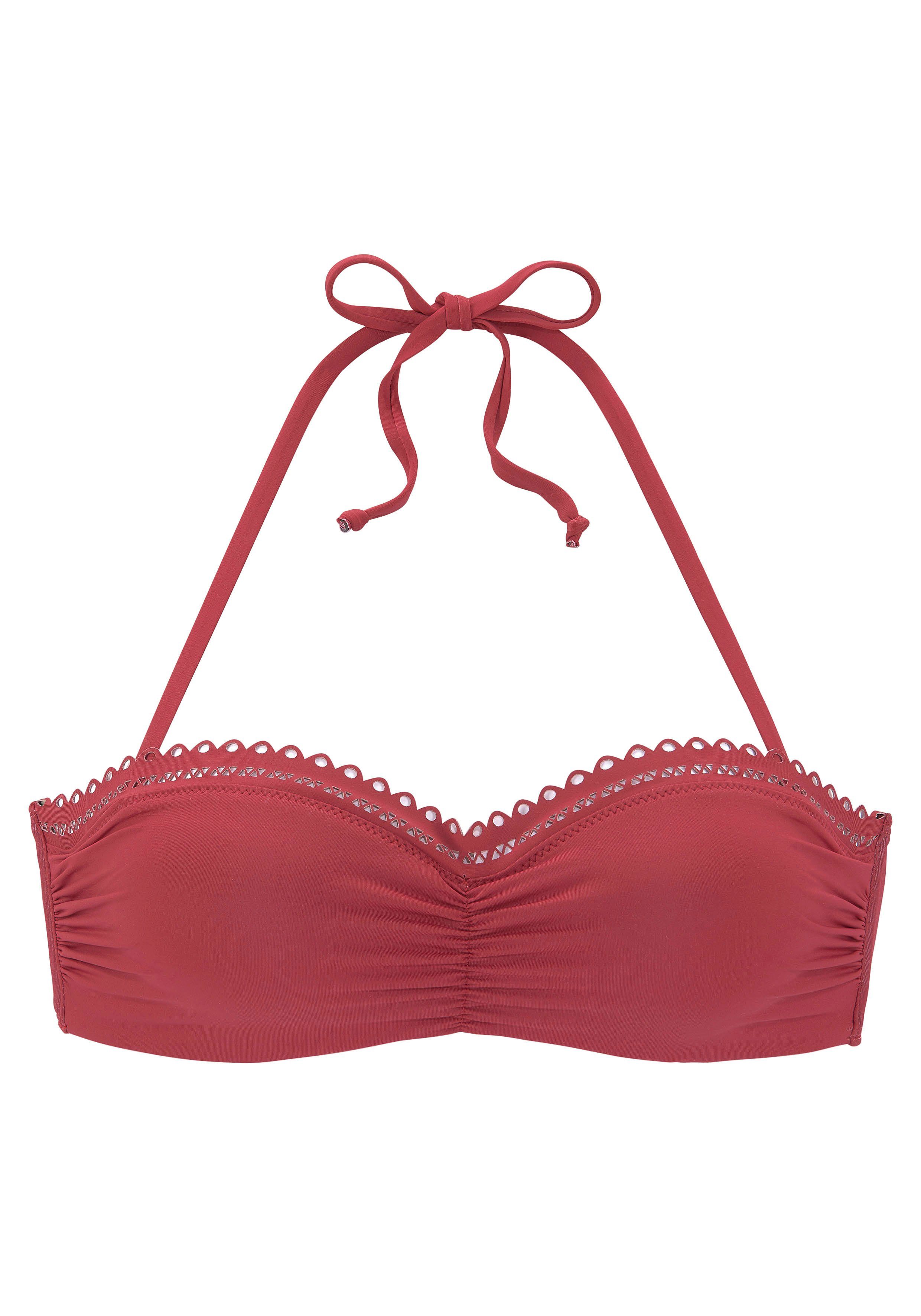 s.Oliver RED LABEL Beachwear Beugelbikinitop in bandeaumodel Aiko met gehaakte look