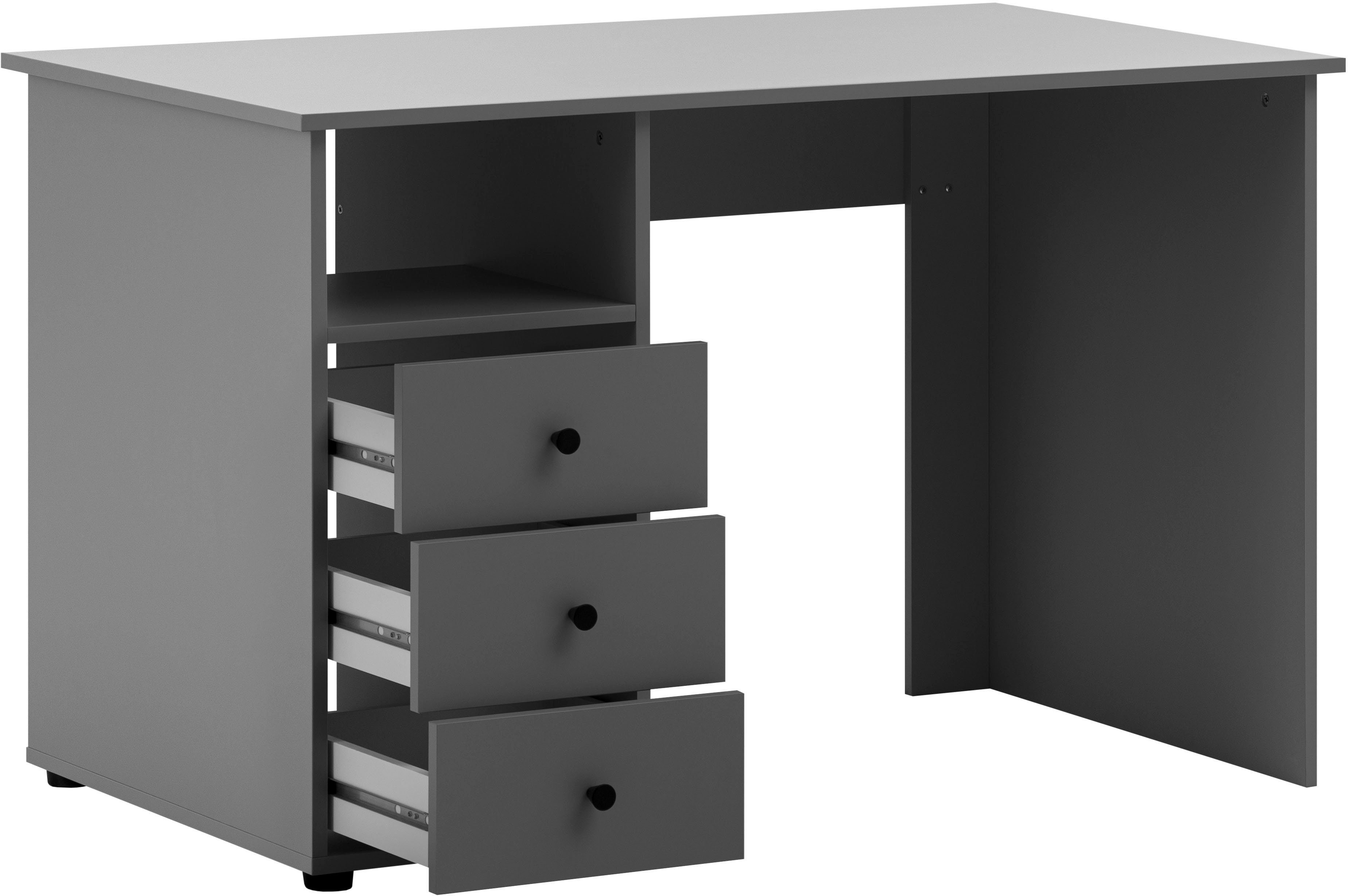 Schildmeyer Bureau Smash, breedte 115 cm 3 laden met uittrekbegrenzing en metalen beslag