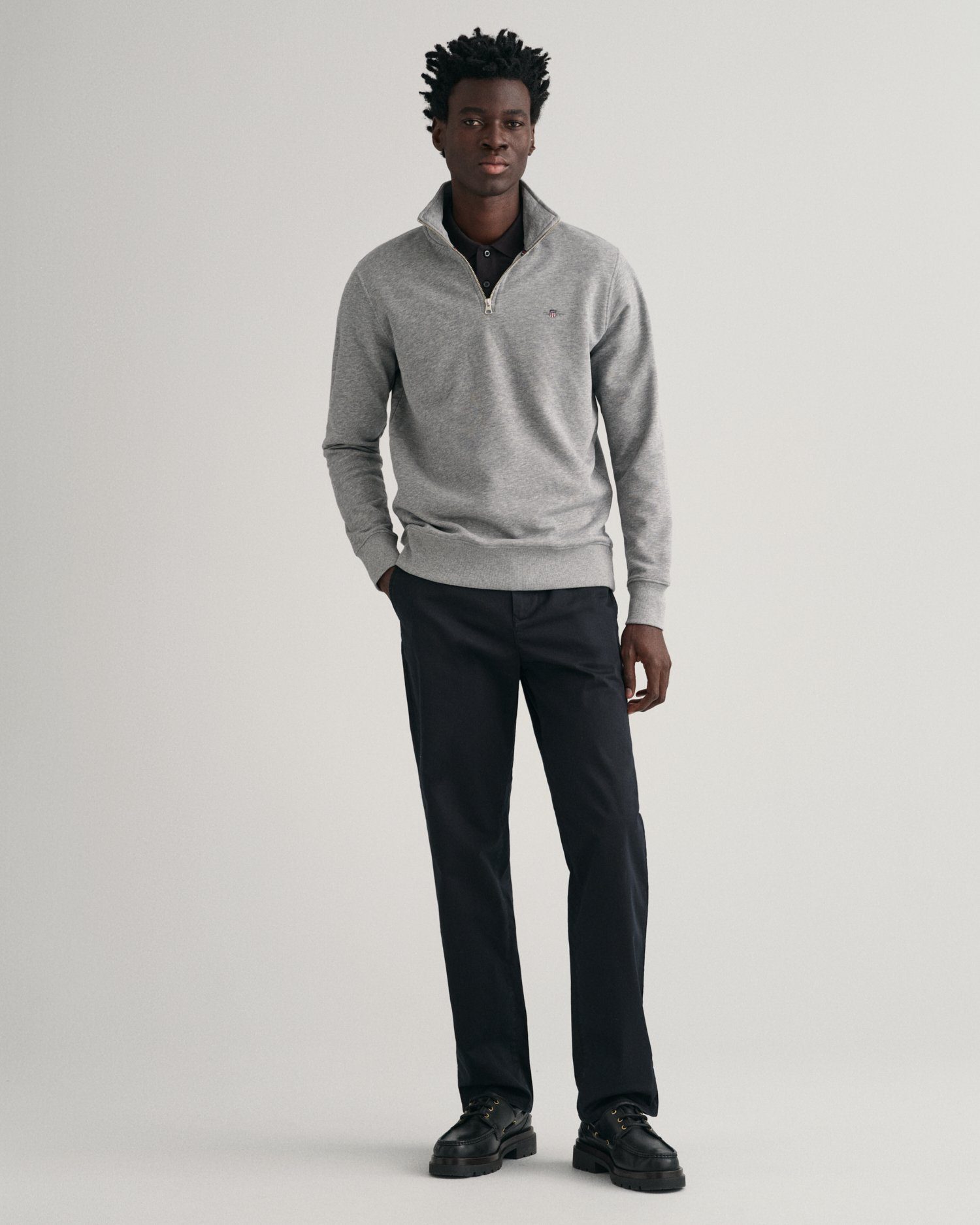 Gant Sweatshirt REG SHIELD HALF ZIP SWEAT met logoborduursel op borsthoogte