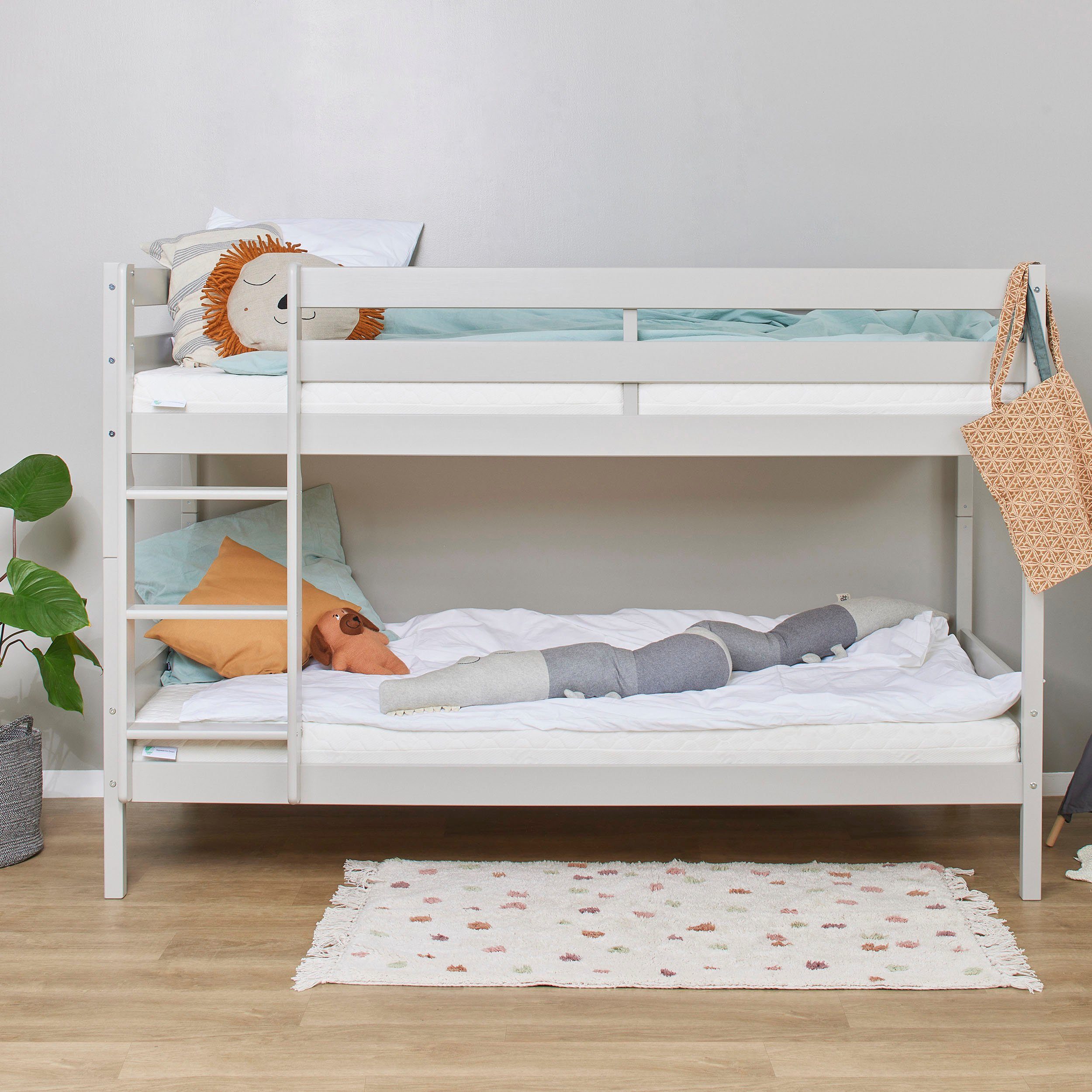 Hoppekids Stapelbed Eco comfort kinderbed 90x200 of 70x160 van massief hout in 4 kleuren