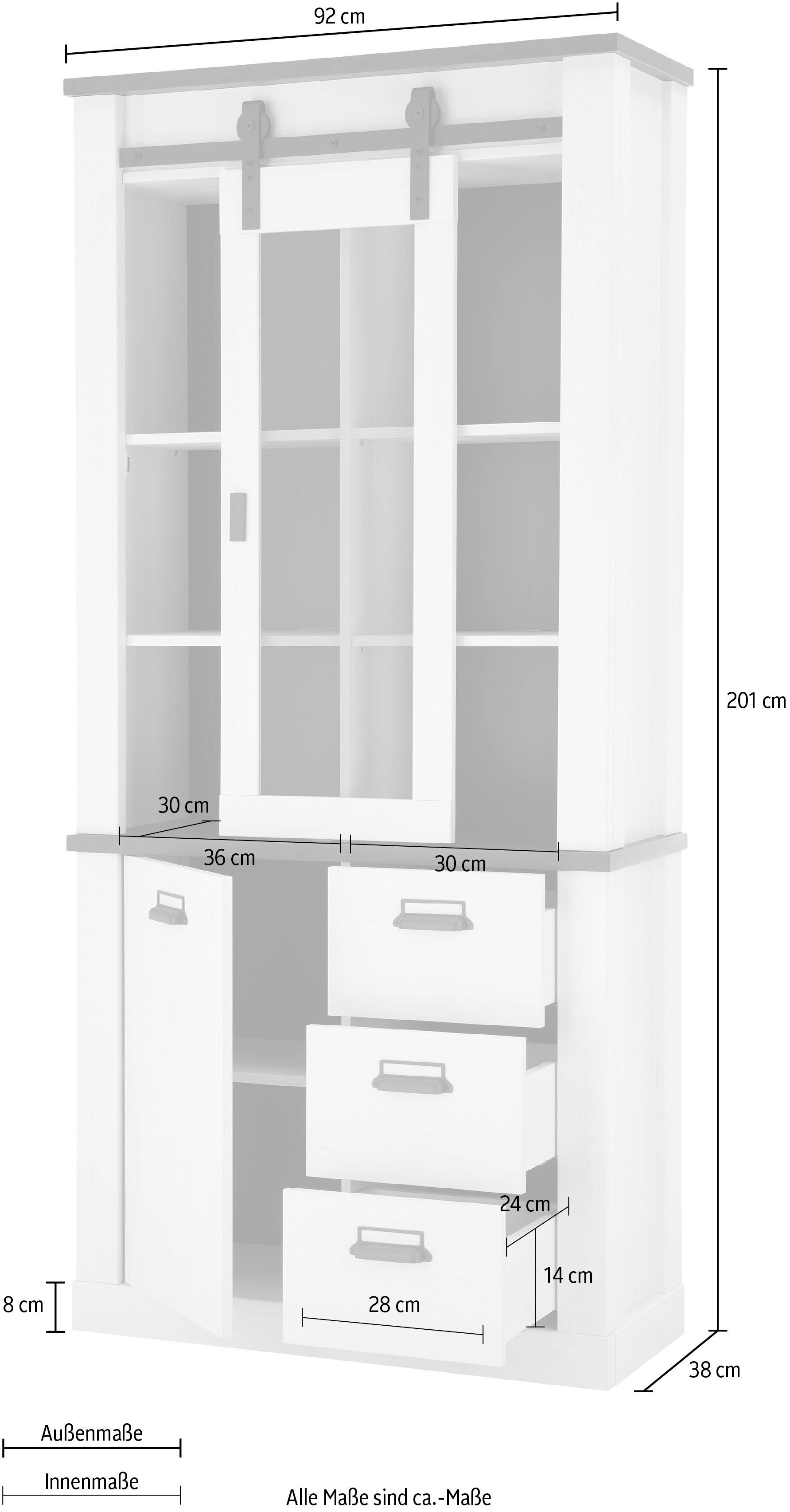 Home affaire Vitrinekast Sherwood Breedte ca. 93 cm