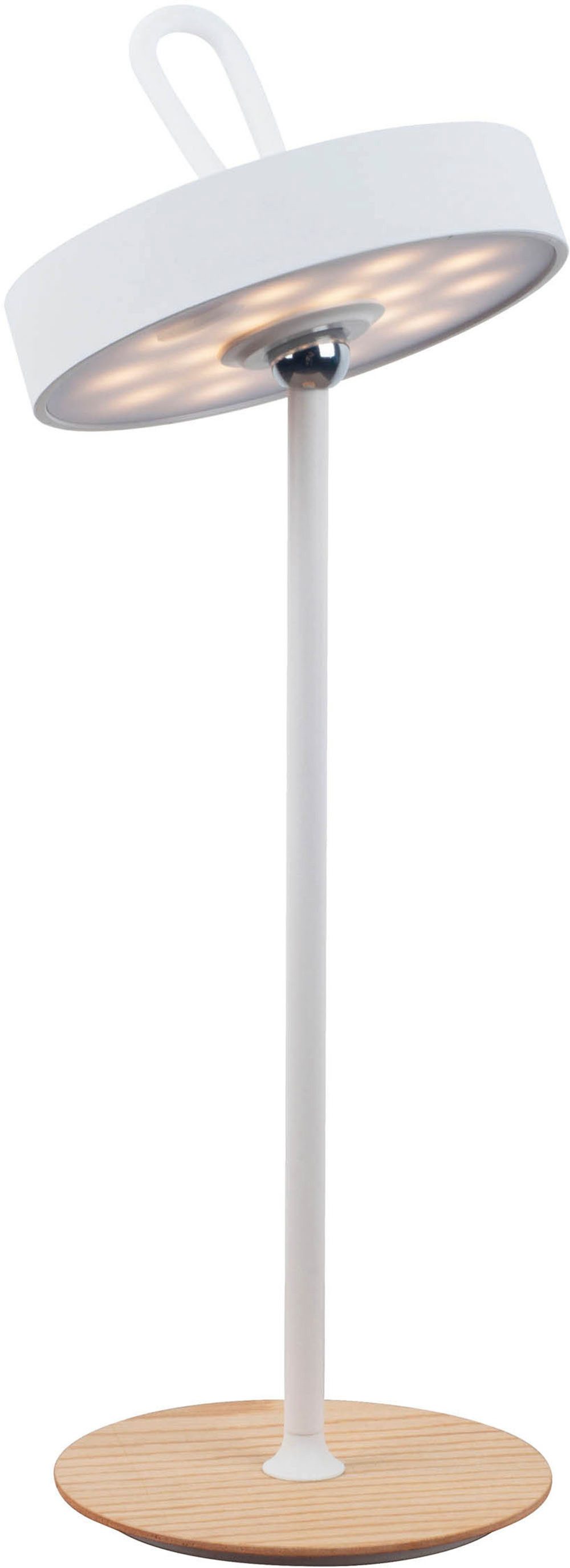 Home affaire Led-tafellamp Charmont met houten voet, afneembare hoofdkant als hanglamp te gebruiken oplaadbaar, incl. accu + usb-kabel, hoofdeinde magnetisch, afneembaar, hout (1 stuk)