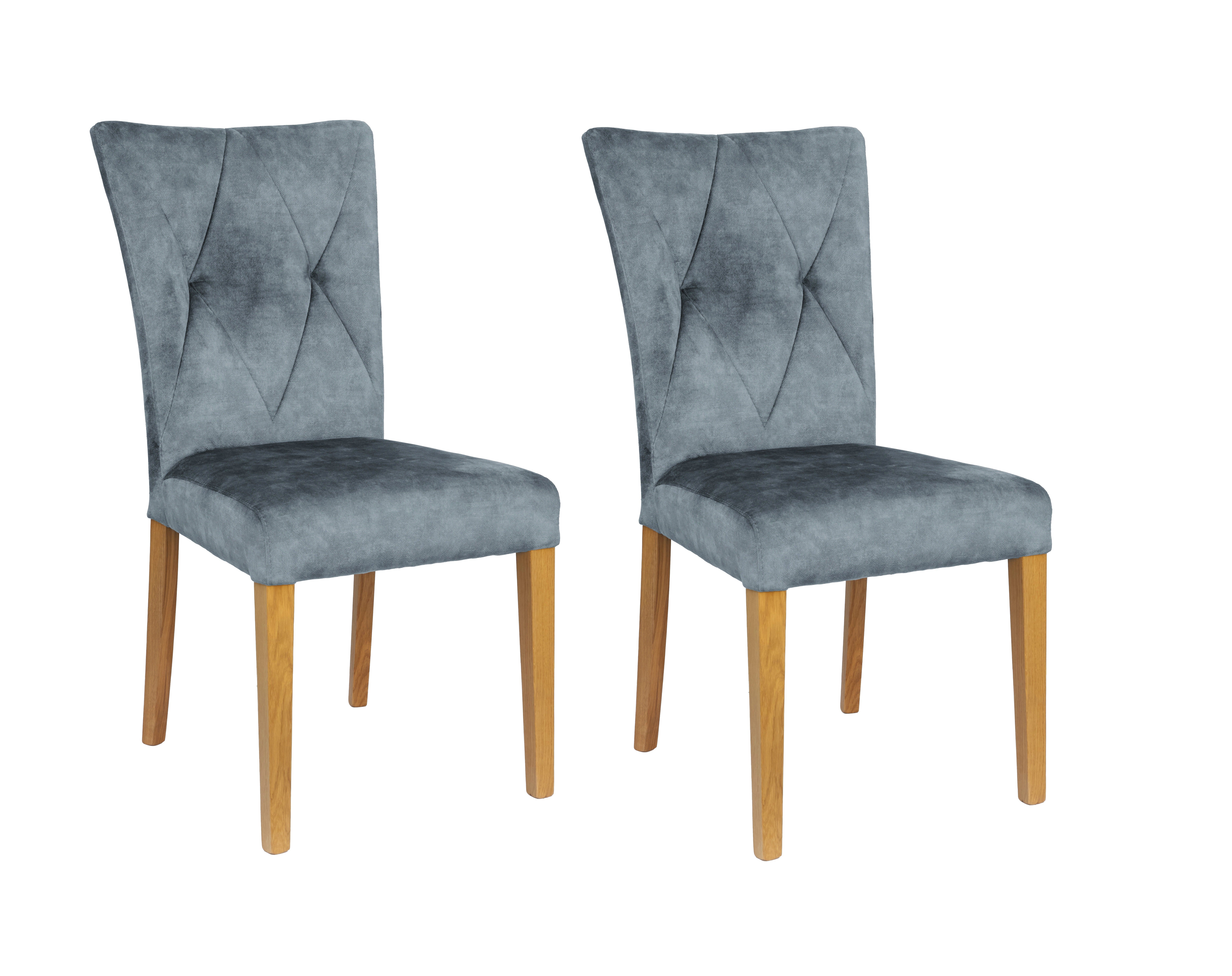 Home affaire Stoel met 4 poten Diamond Zitting en rugleuning zacht verdikt (set, 2 stuks) gestoffeerde stoelen grijs