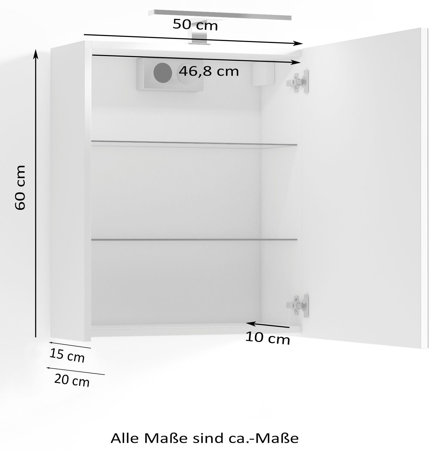 byLIVING Spiegelkast Spree Breedte 50 cm, 1-deurs, met ledverlichting en schakelaar-/stekkerdoos