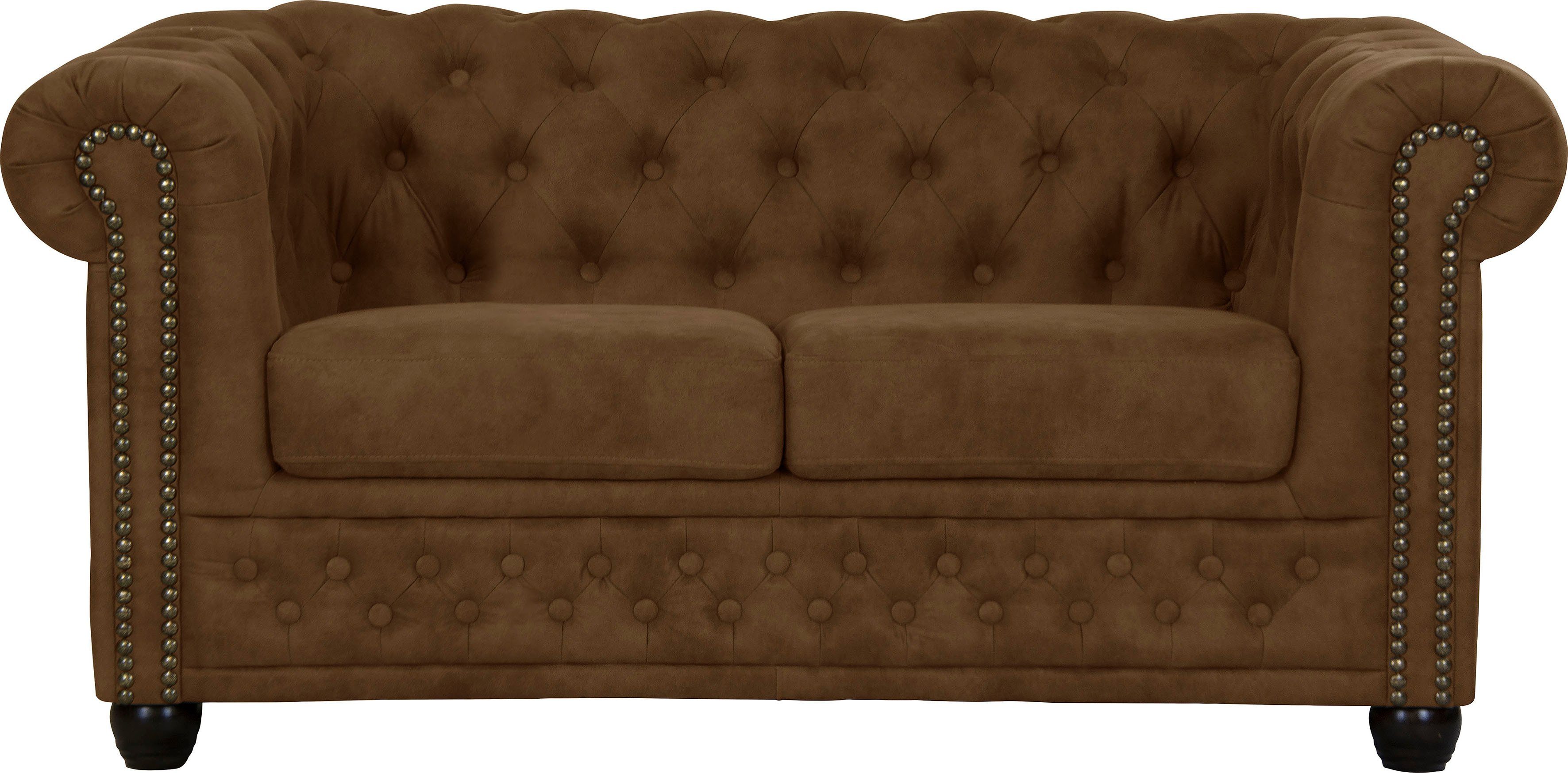 Home affaire Chesterfield-bank Rysum Chesterfield-look, in 2 stofkwaliteiten bruin, chesterfield banken
