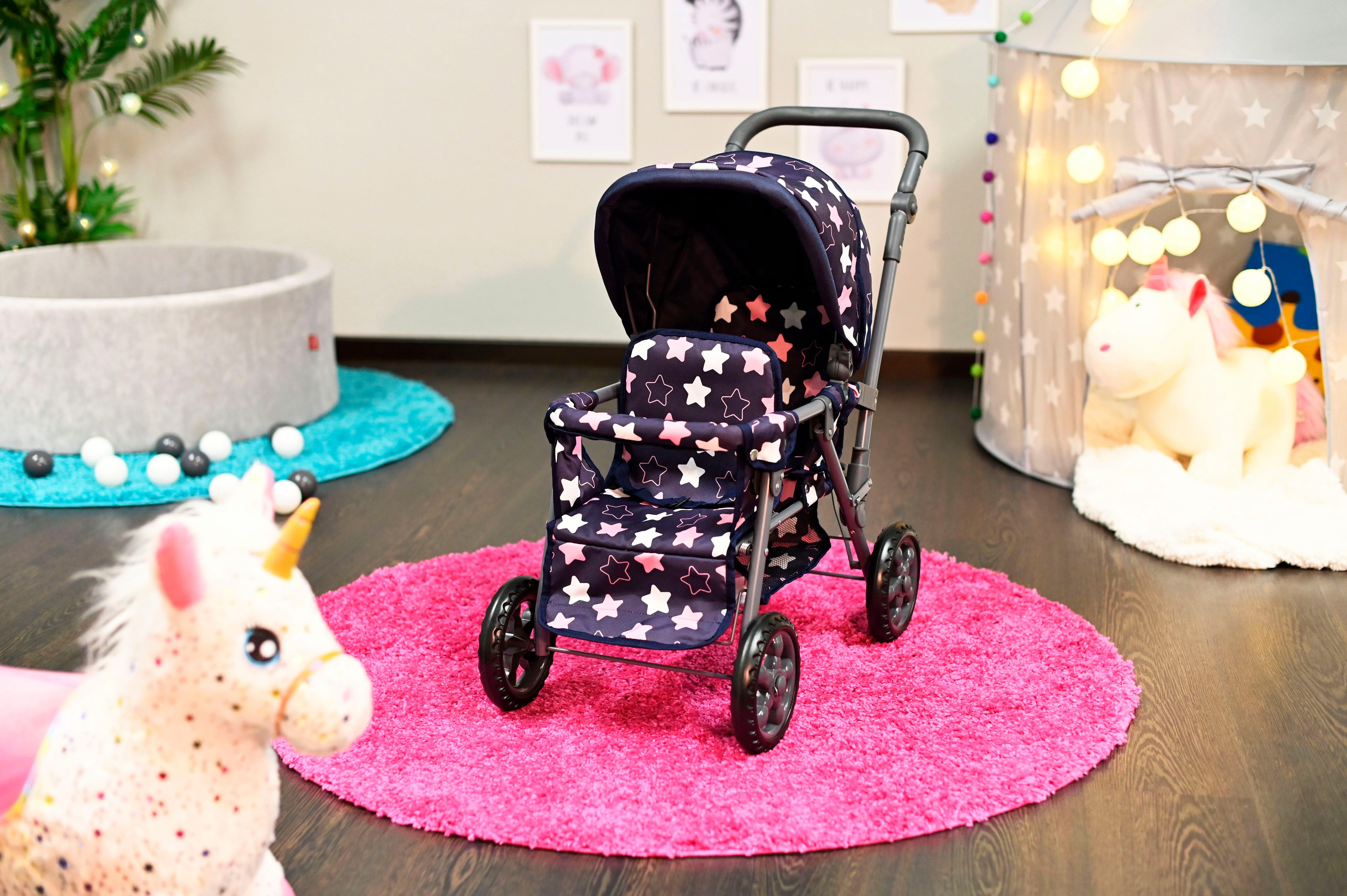 Knorrtoys® Tweelingpoppenwagen Big Twin - star blue pink