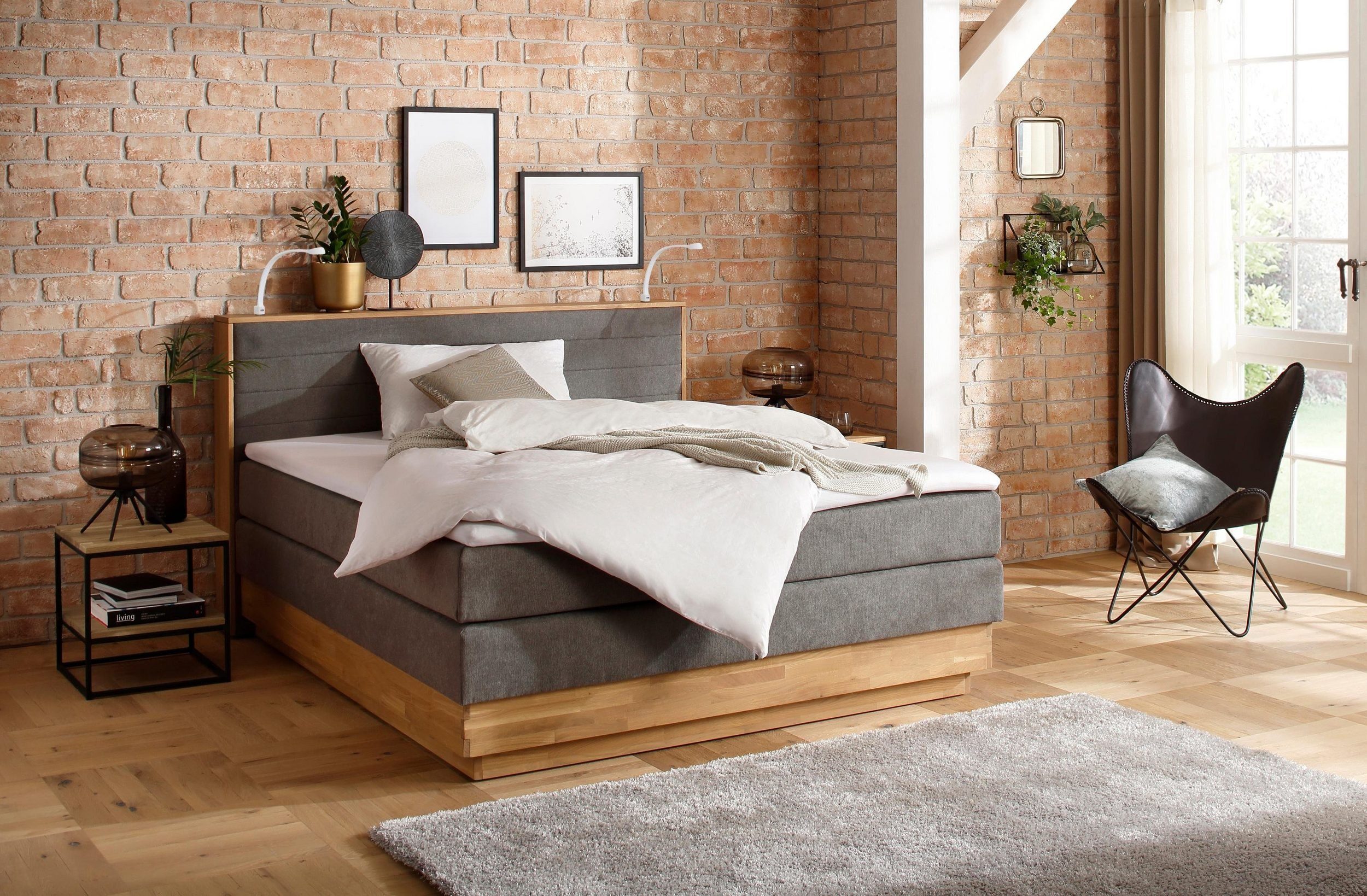 Home affaire Boxspring Cavan Eiken, met bedkist & topmatras, verschillende hardheden (ook H4)