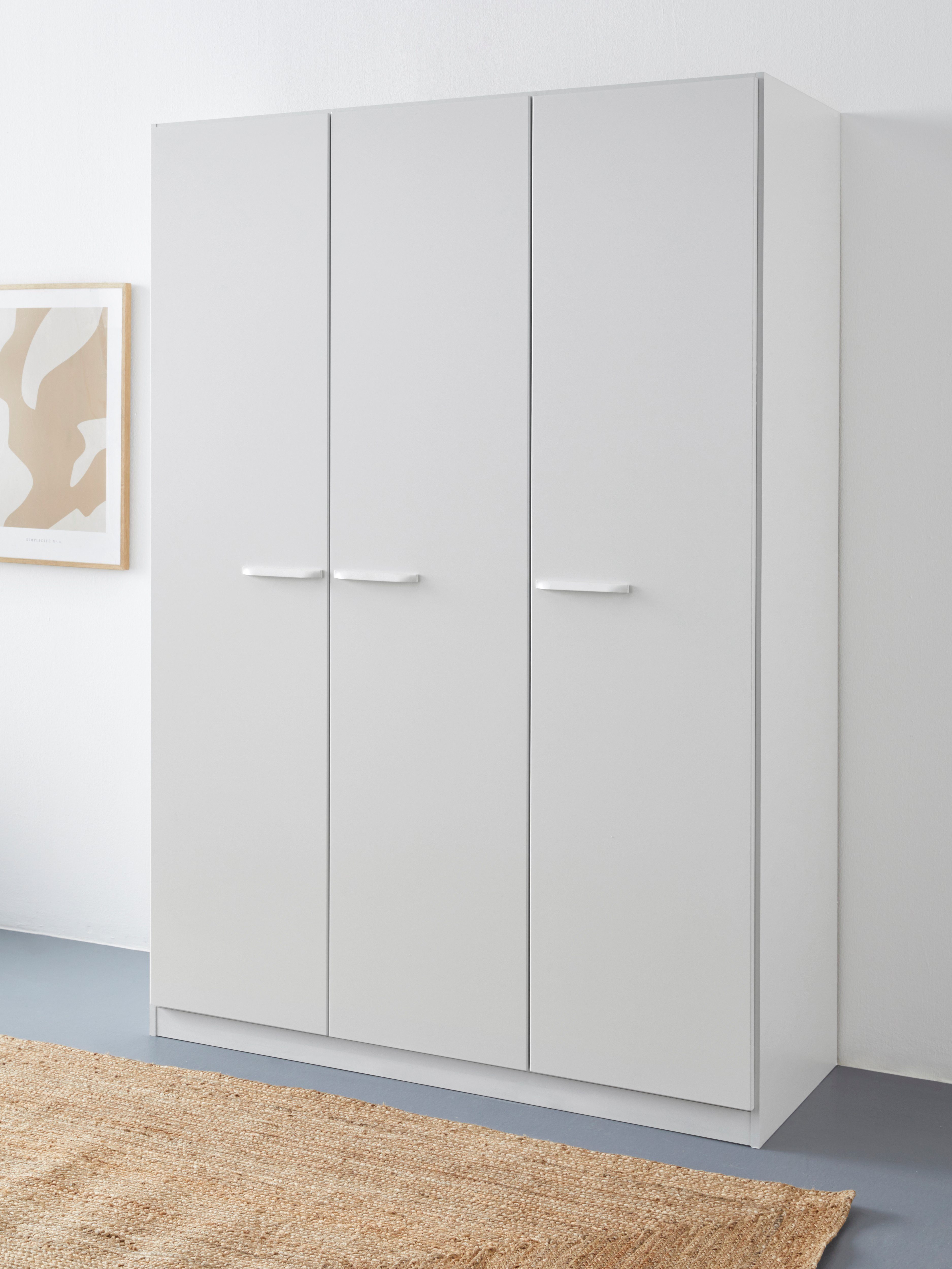 Draaideurkast Kledingkast VANDOR in drie breedtes, hoogte 197 cm, grepen in grijs metallic made in germany