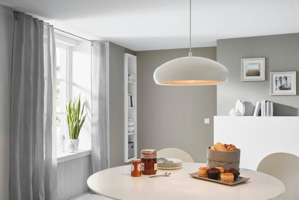 EGLO Hanglamp MOGANO 1 Hanglamp vintage van staal in wit, koper, eettafel lamp, E27 (1 stuk)