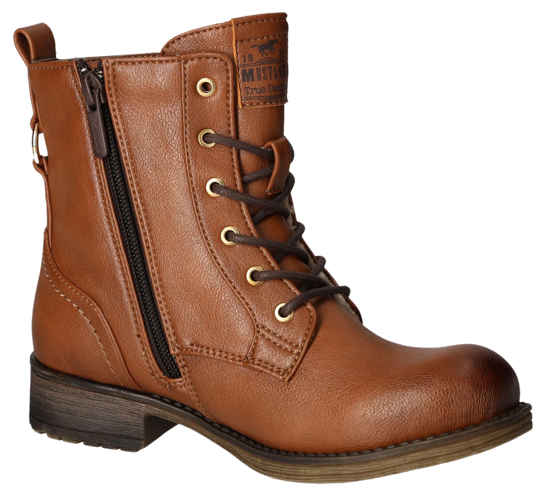 Mustang Shoes Winterlaarzen lace-up boots, ankle boots, block heel, with zipper