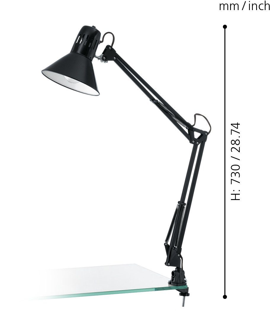 EGLO Tafellamp FIRMO Klem lamp vintage, industrieel, retro, bureau lamp, E27 fitting
