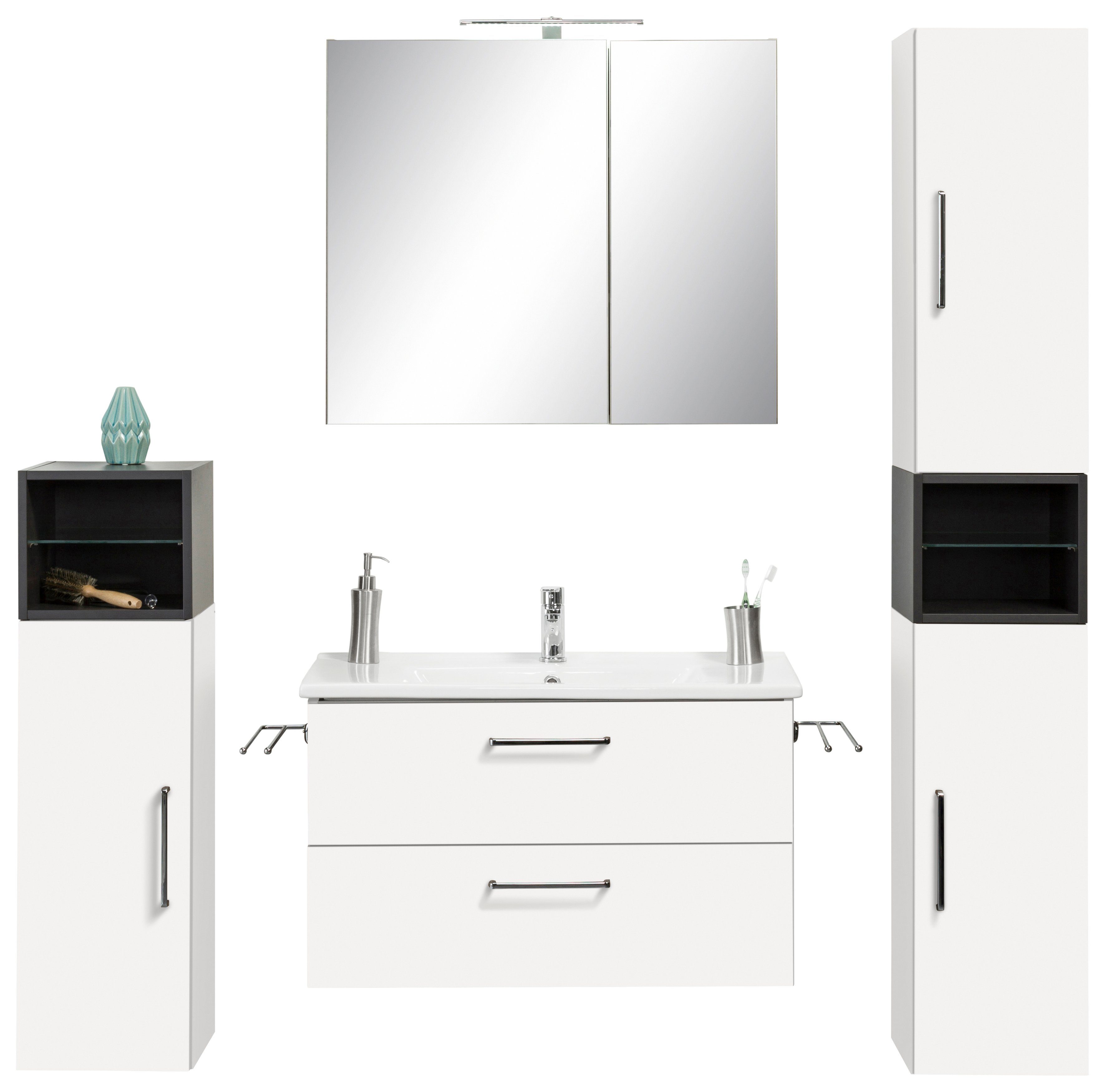 OPTIFIT Badkamerserie Napoli met contrastkleurige kastelement en soft-closefunctie (set)