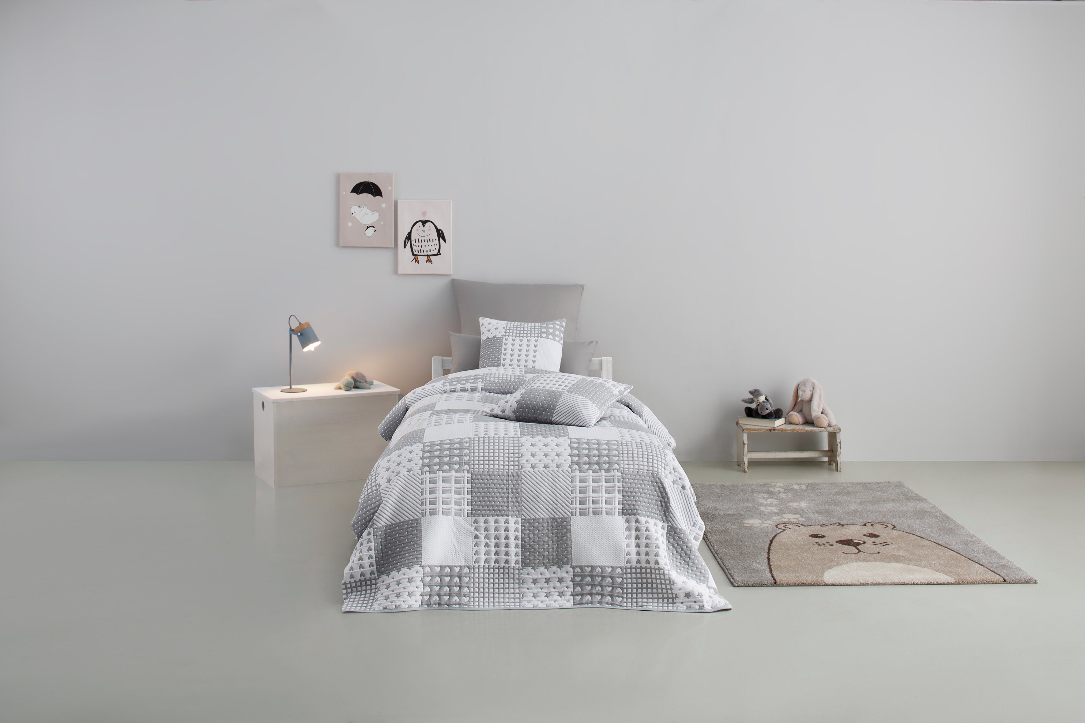 Lüttenhütt Sprei Gretje gestikte sprei voor kinderen, sprei in patchworkdesign