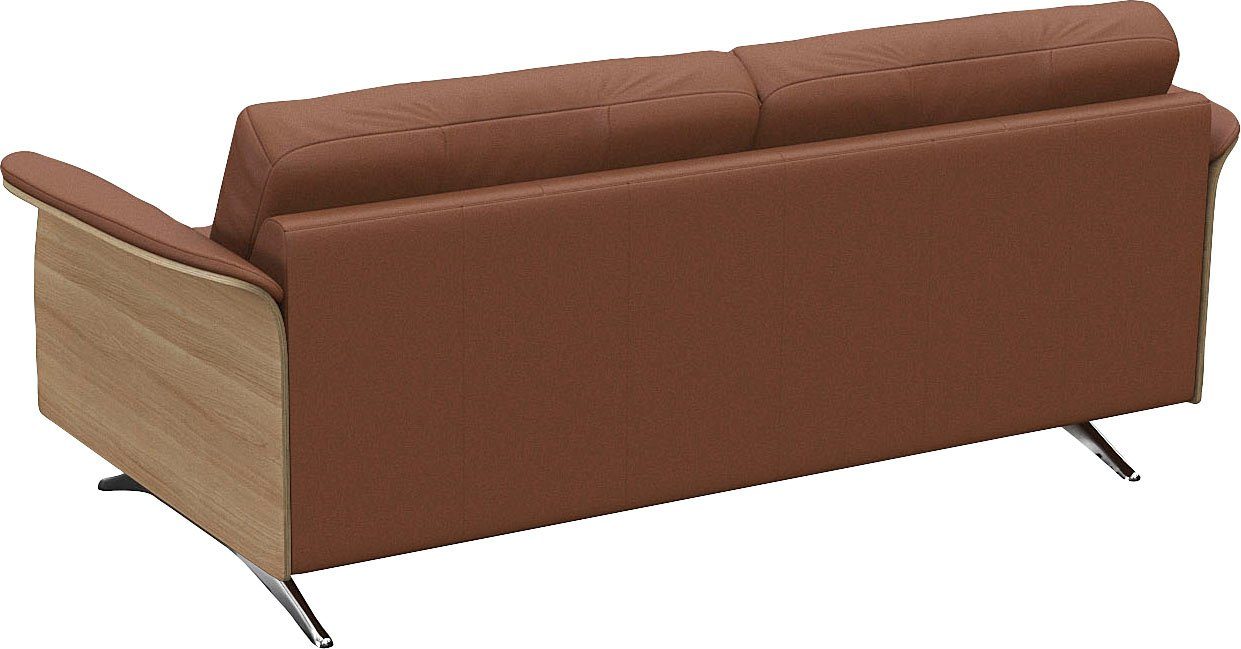 FLEXLUX 2,5-zitsbank Glow sofa, bank Premium zit: koudschuim & vering, armleuning van geolied eiken, voet van aluminium