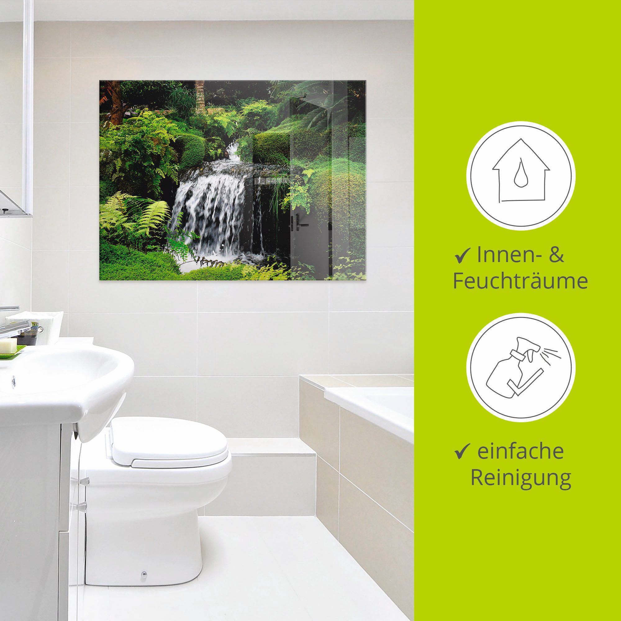 Artland Print op glas Waterval in het groen in verschillende maten