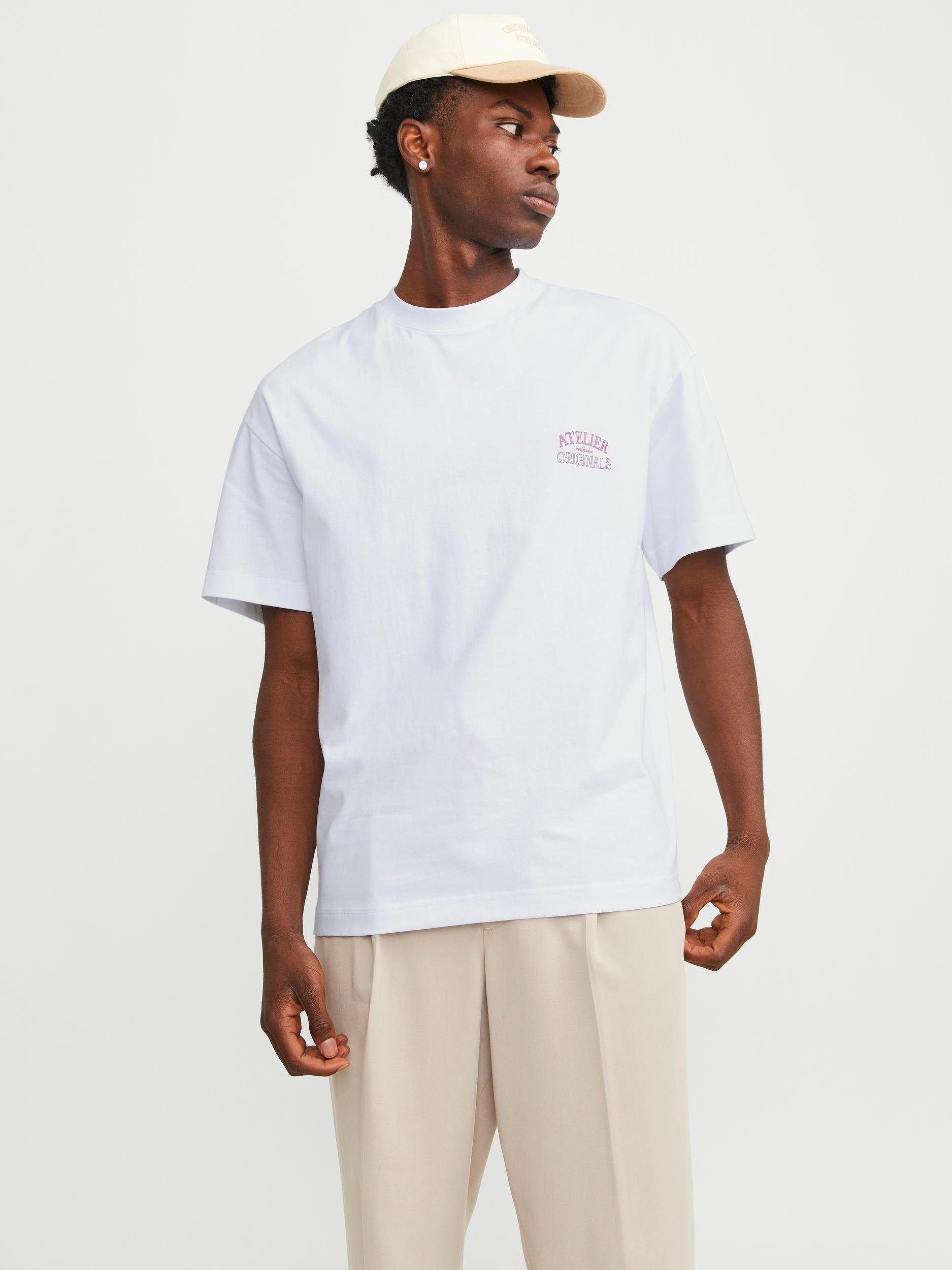 Jack & Jones Oversized shirt JORSANTORINI BACK TEE SS CREW NECK SN heren ronde hals maat XXL wit