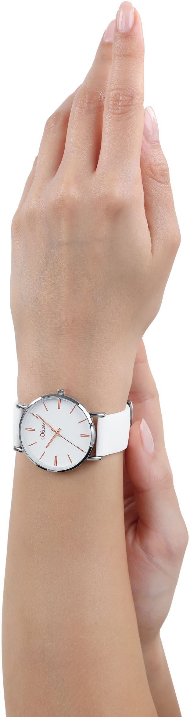 s.Oliver Kwartshorloge Horloge, dameshorloge, analoog, siliconen band