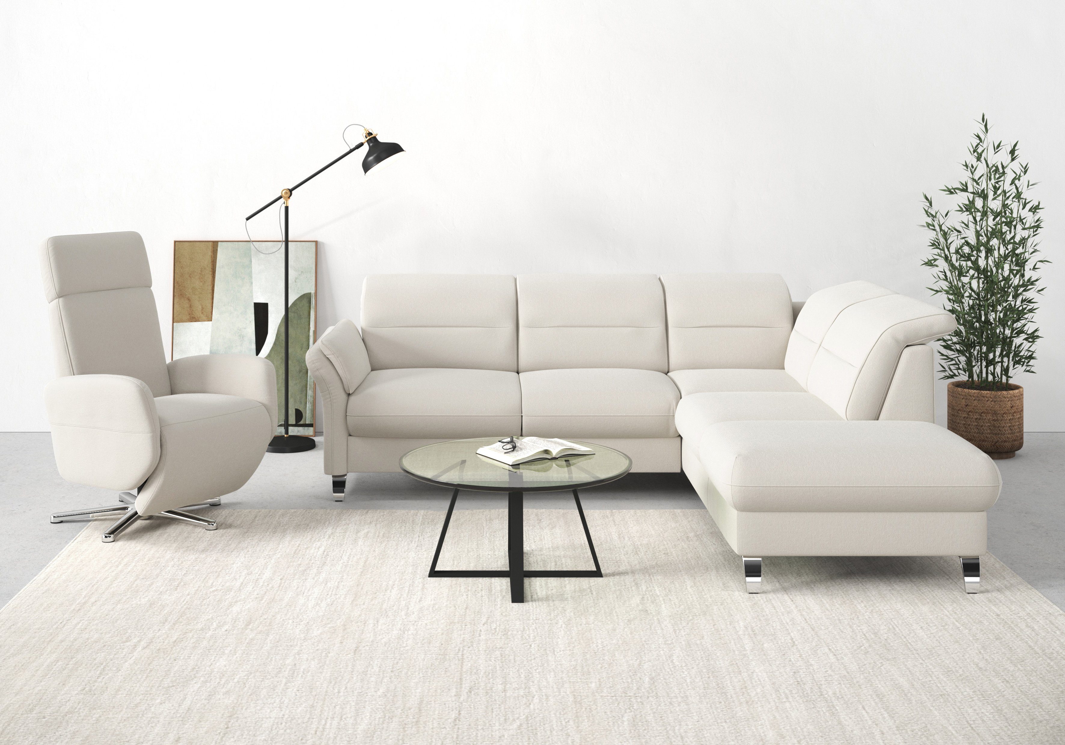 sit&more Relaxfauteuil Grenoble, incl. hoofdsteunverstelling en bekabelde afstandsbediening