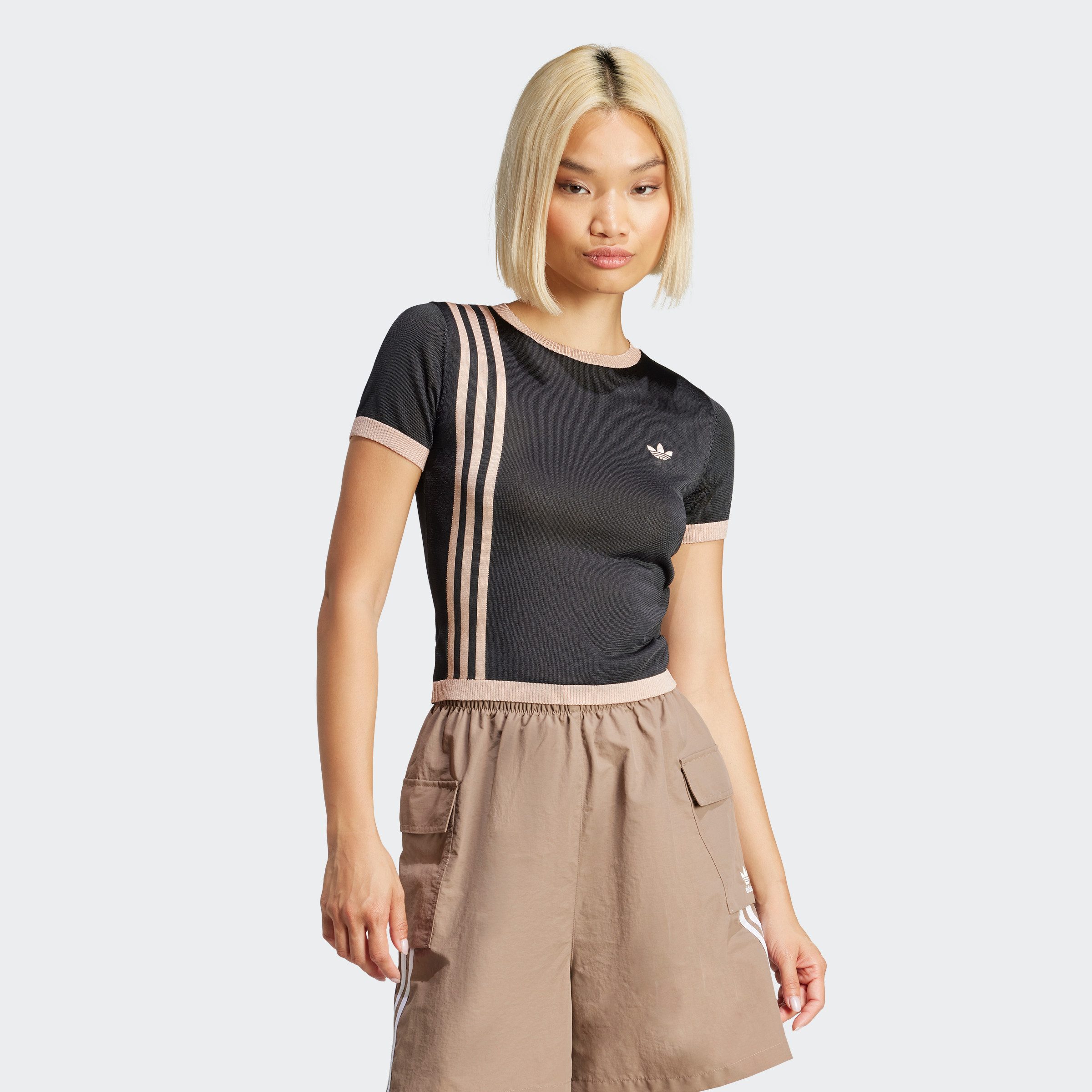 adidas Originals T-shirt KNITTED 3S TEE dames tops maat XS zwart