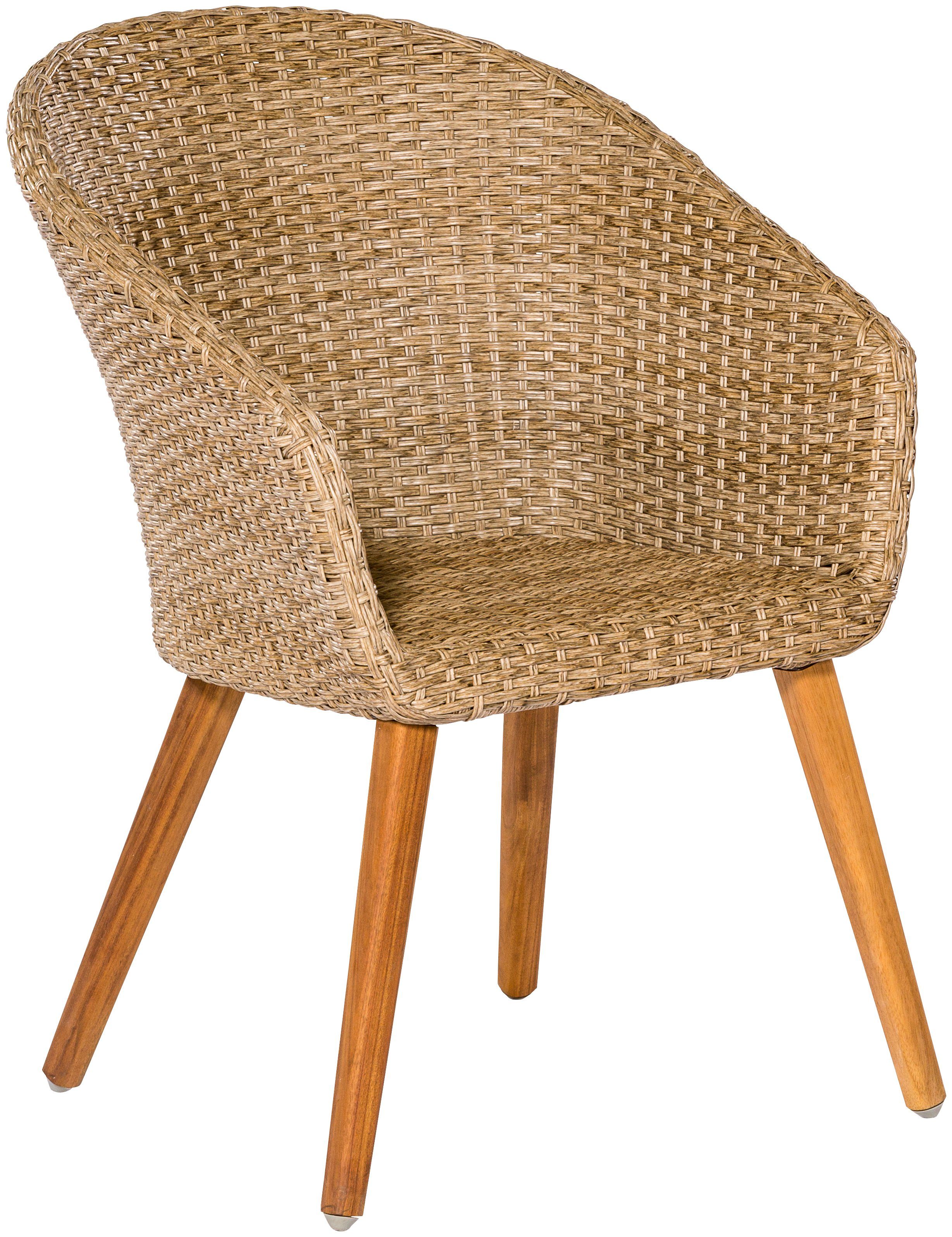 MERXX Tuinstoel Arrone set van 2, aluminium/polyrotan/acacia, beige, incl. kussens (set, 2 stuks)
