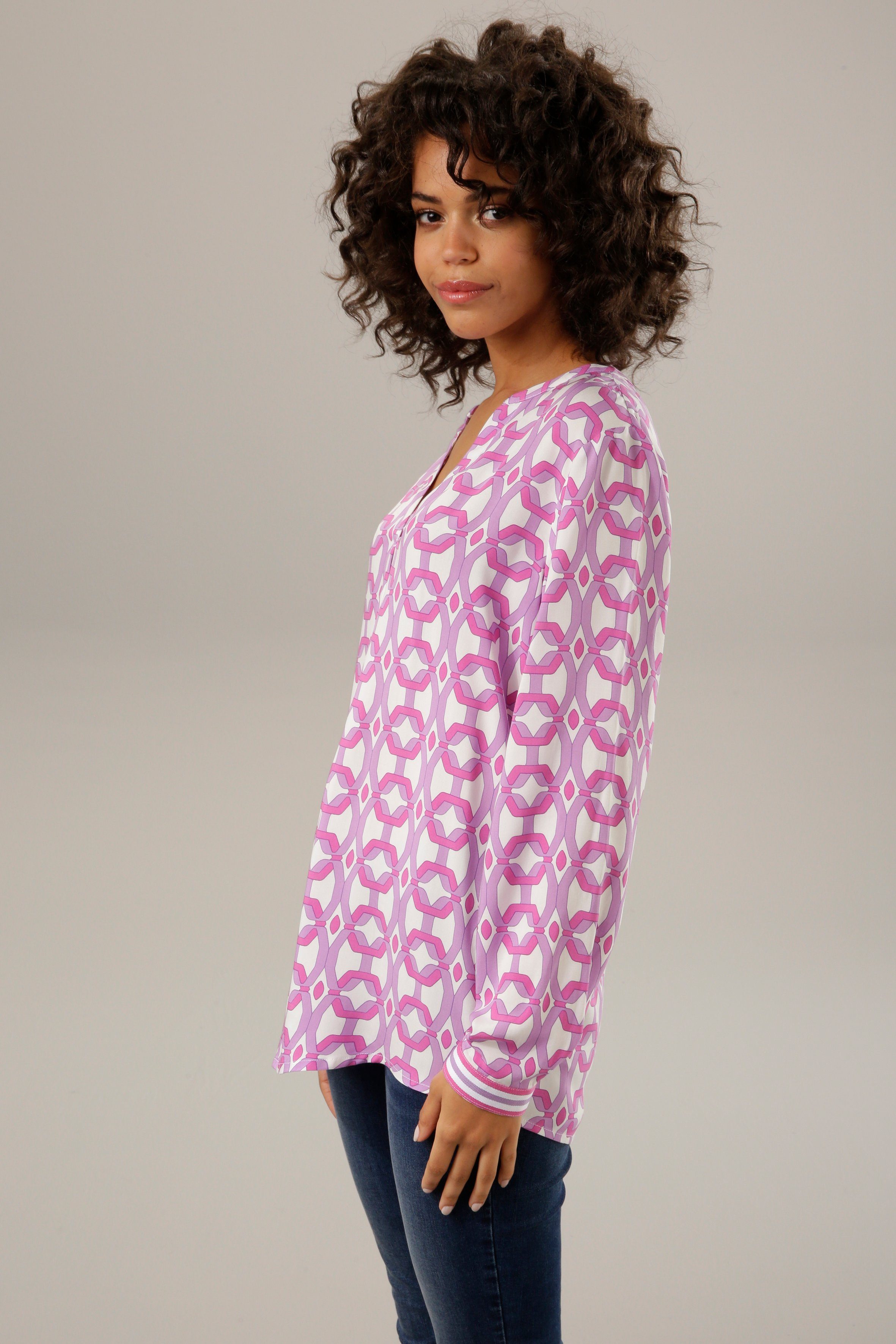 Aniston CASUAL Blouse zonder sluiting met opvallende, grafische print