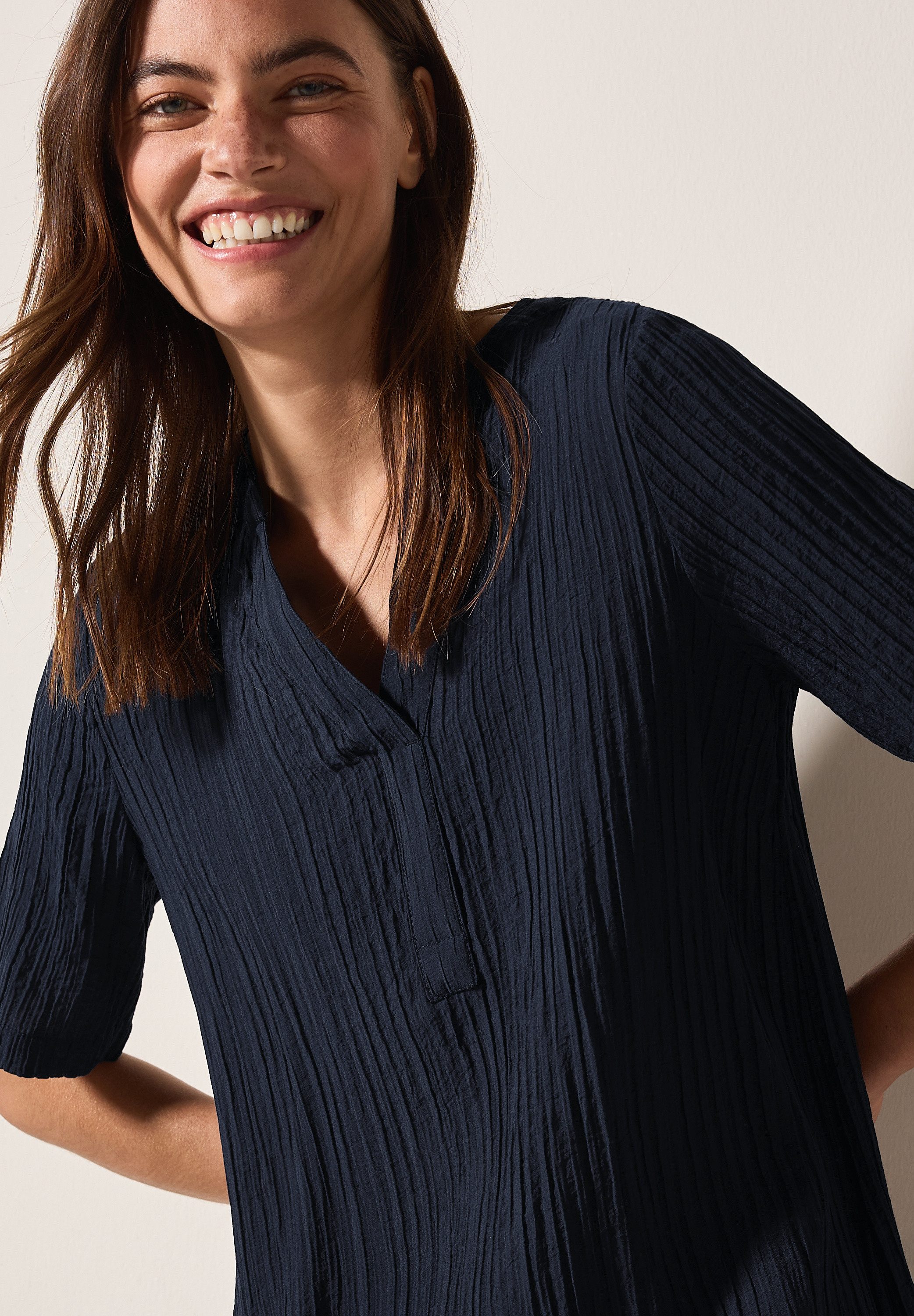 Cecil Midi-jurk in structuuroptica dames midi-jurken maat L (42) blauw